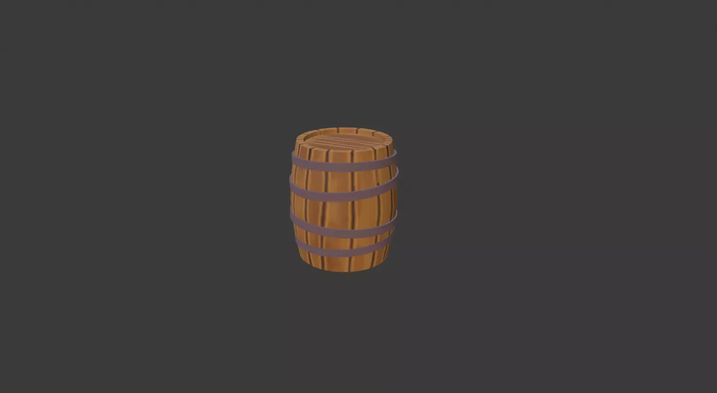 Stylized Wood Barrel Low-poly 3D model_0