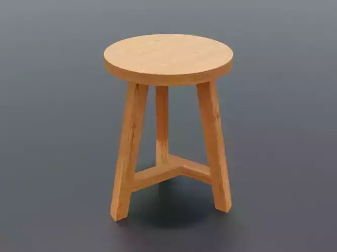 Wooden Stool Low-poly 3D model