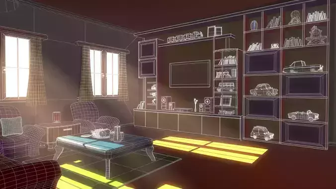 Asset - Cartoons - House - Livingroom  3D model