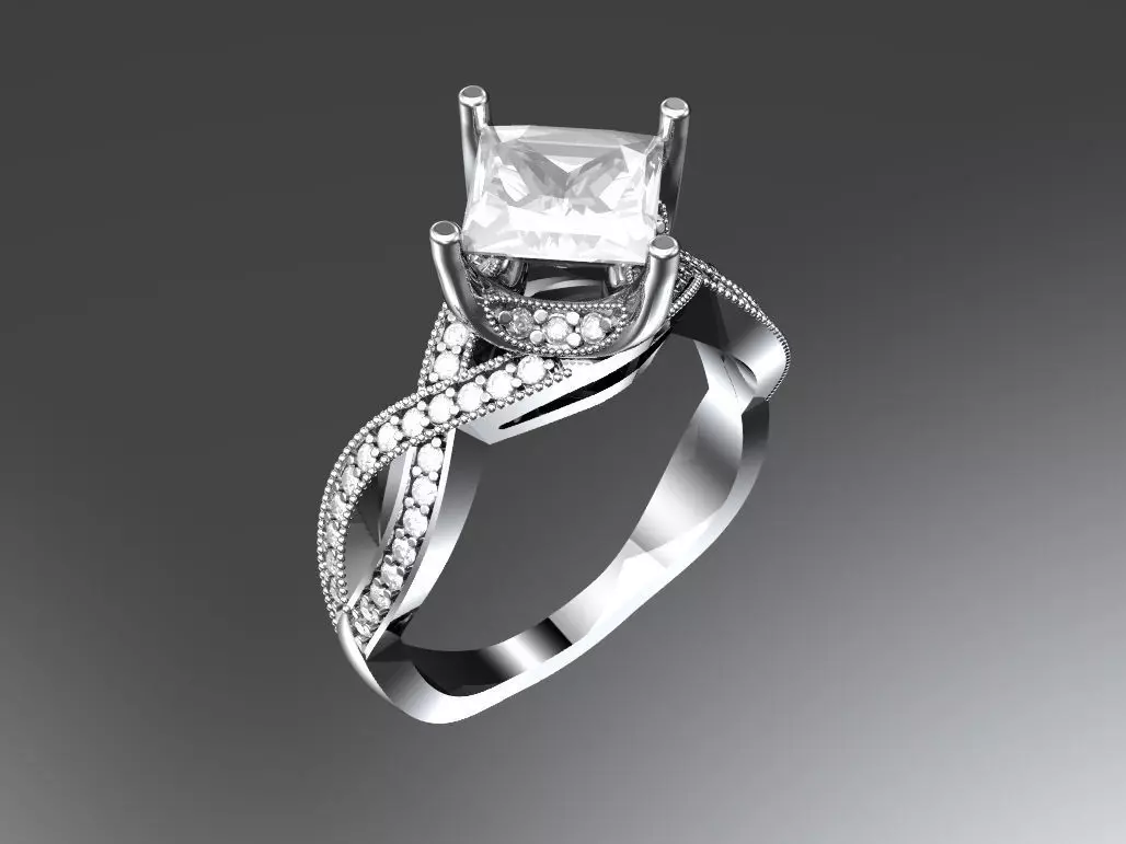 Engagement ring 3D print model_0