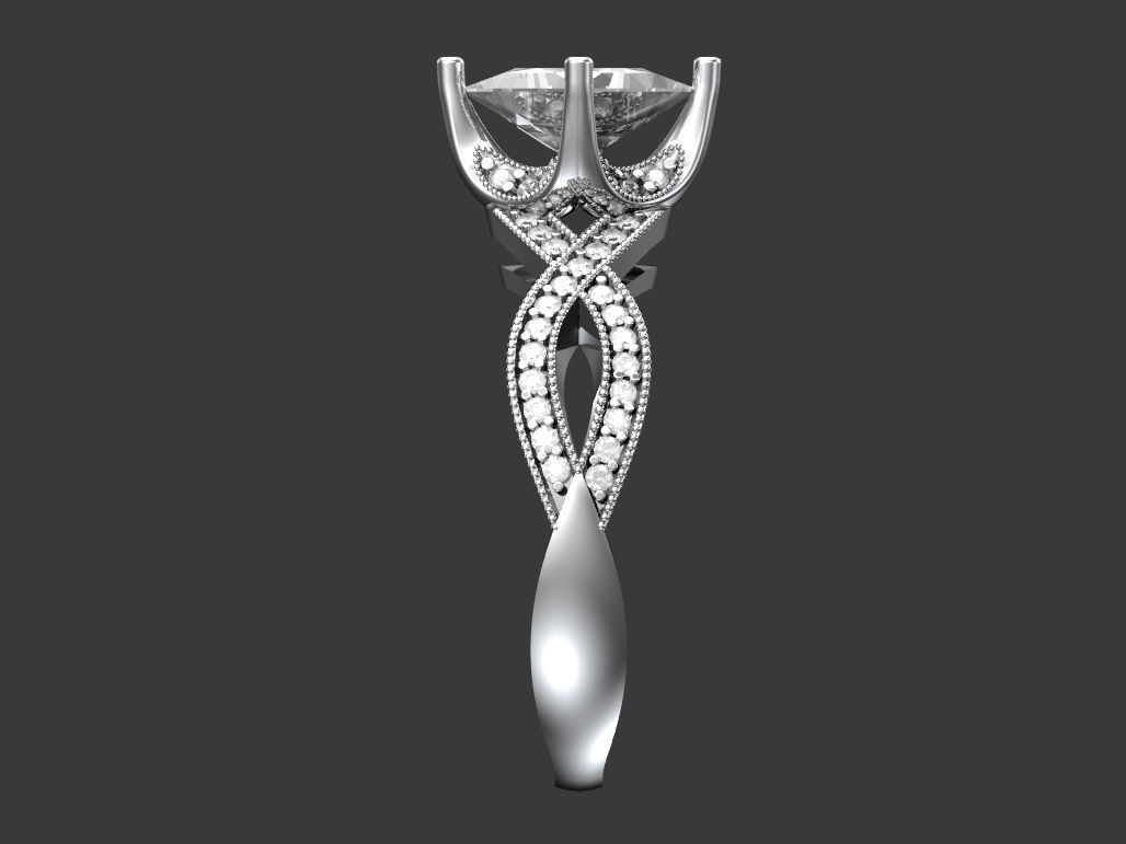 Engagement ring 3D print model_3