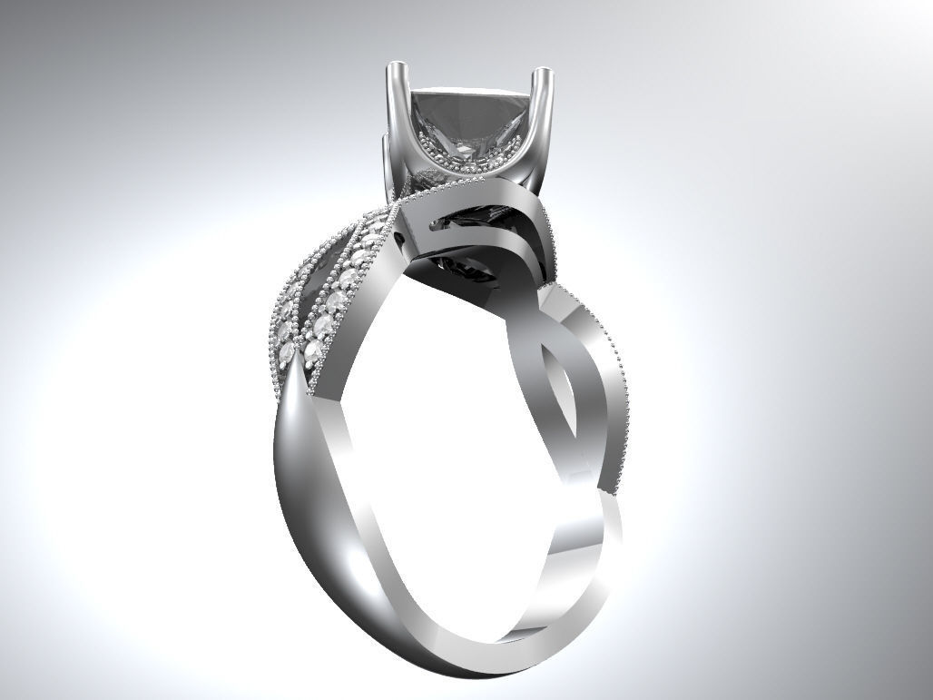 Engagement ring 3D print model_4