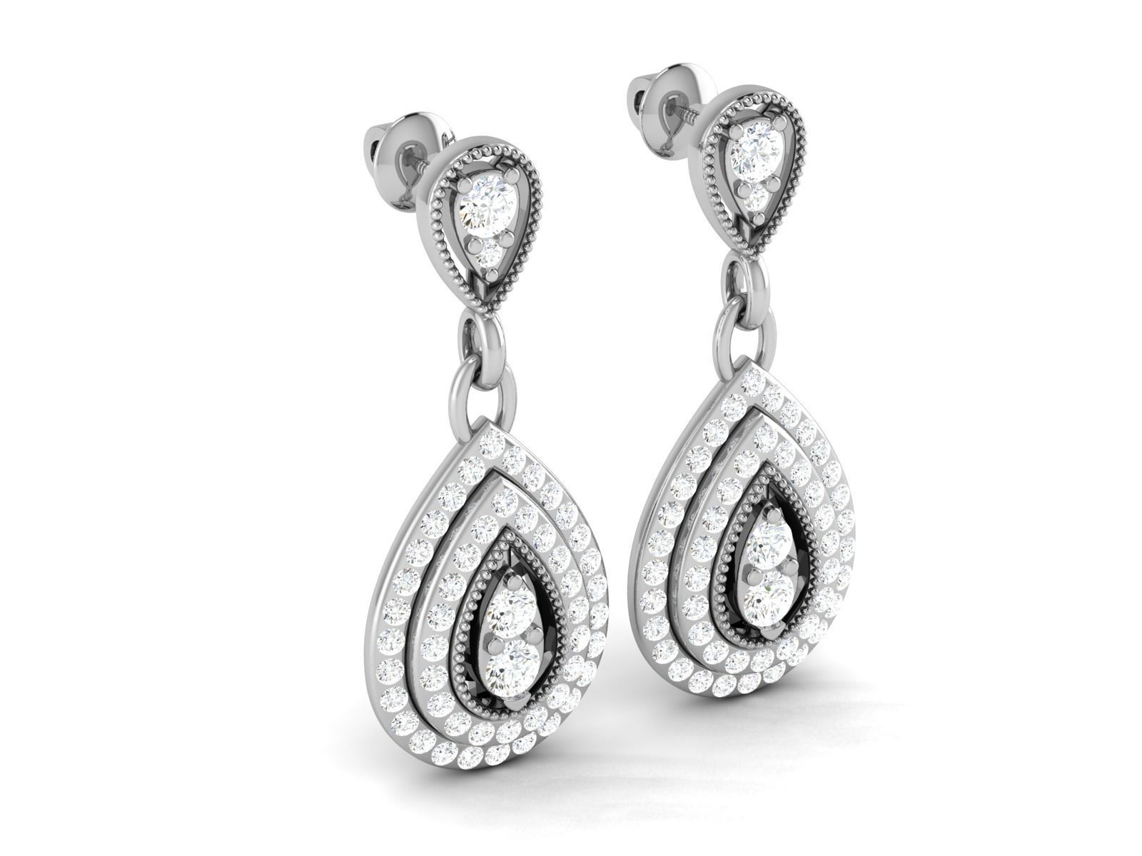 Solitaire earrings 3dm stl render detail 3D print model 3D print model_3