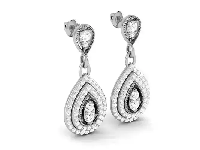 Solitaire earrings 3dm stl render detail 3D print model 3D print model