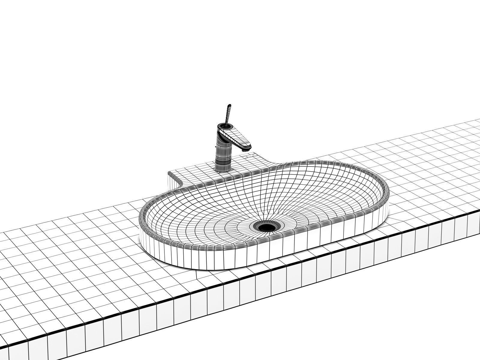 Eurocosmo Countertop Basin 80 Set 3D model_5