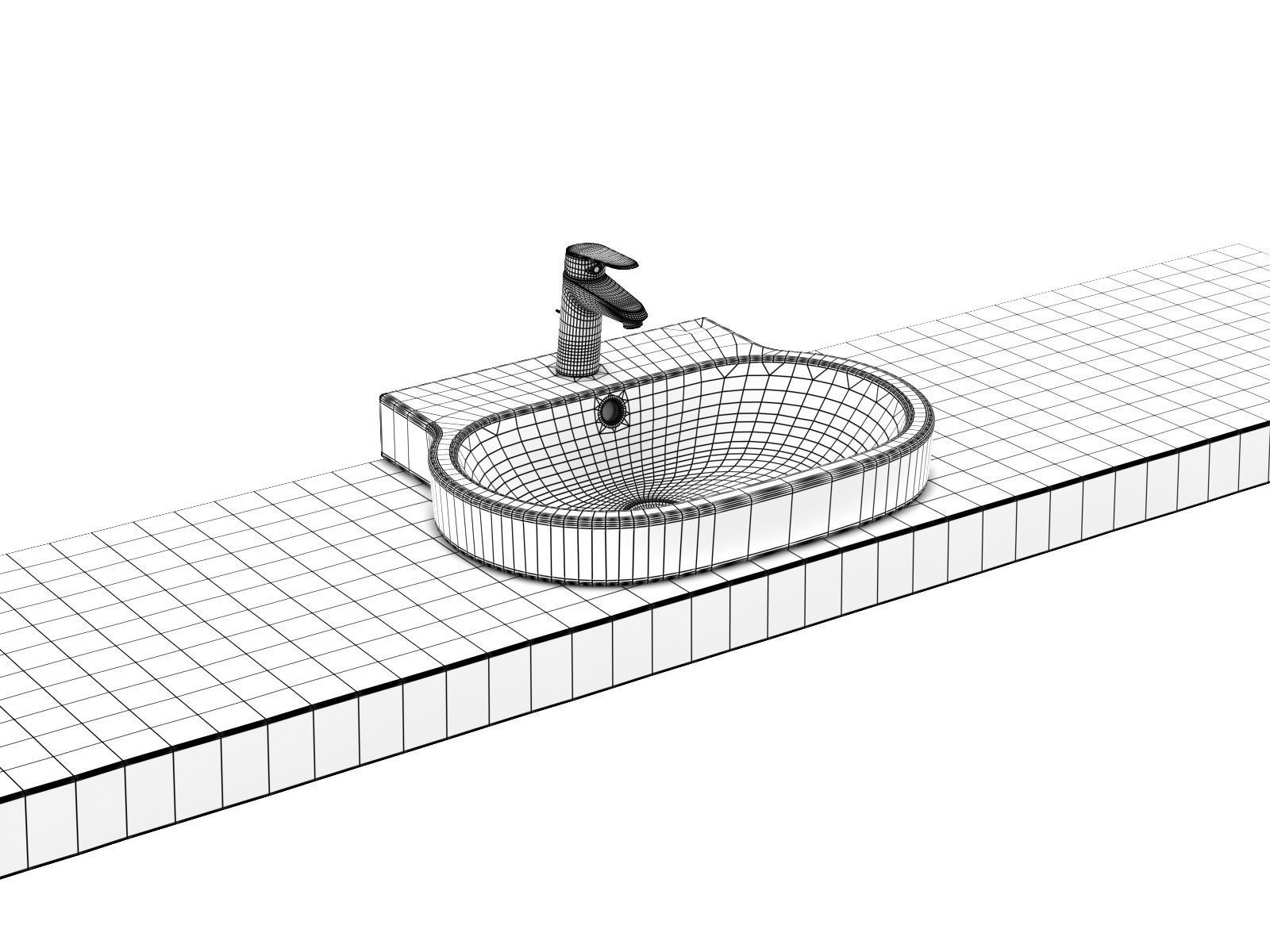 Eurocosmo Countertop Basin 60 Set 3D model_8