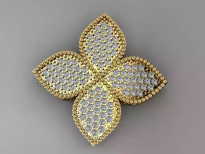 clover gold plated pendant with intricate design