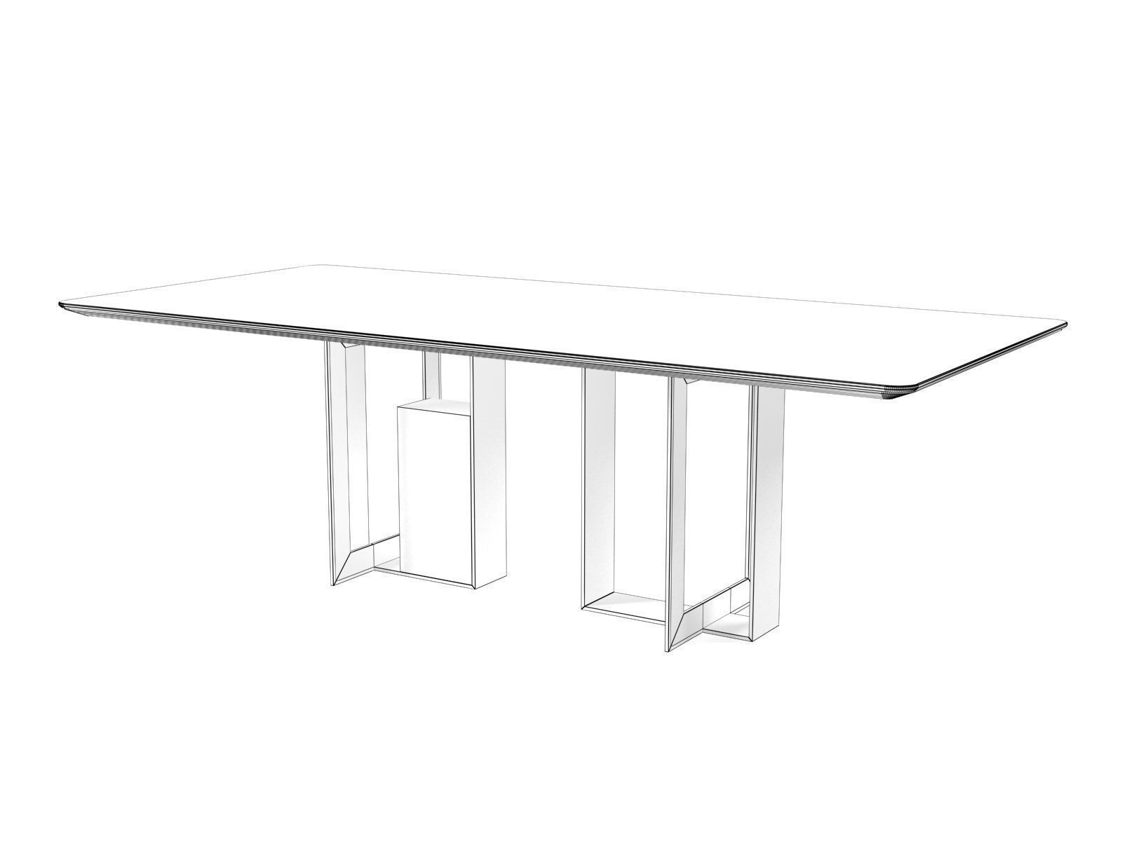 Moore 180 and 240 Rectangle Dining Tables 3D model_2