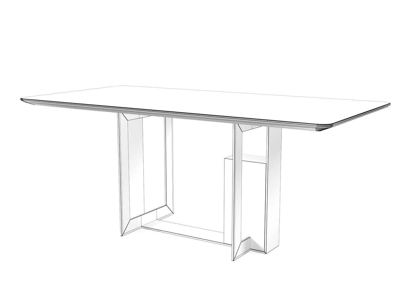 Moore 180 and 240 Rectangle Dining Tables 3D model_1