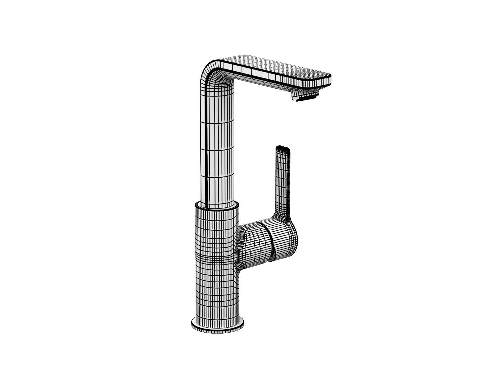 Cube Wall hung Basin 80 Set 3D model_15