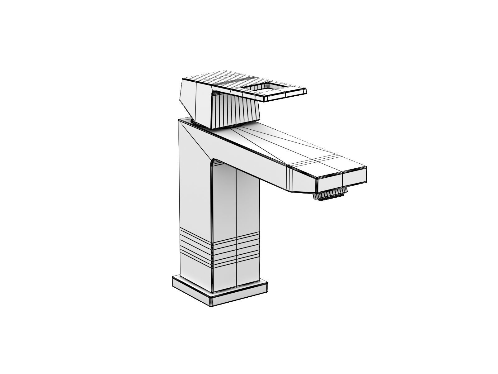 Cube Wall hung Basin 80 Set 3D model_13