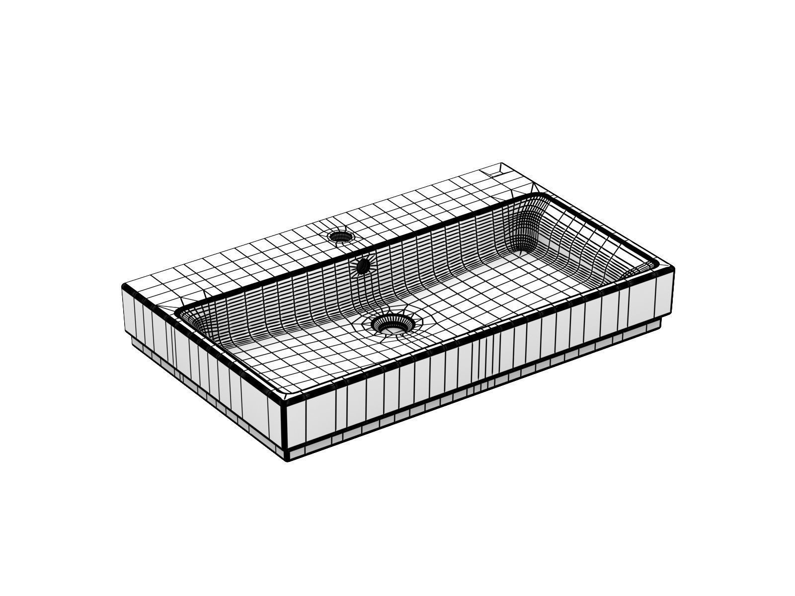 Cube Wall hung Basin 80 Set 3D model_9