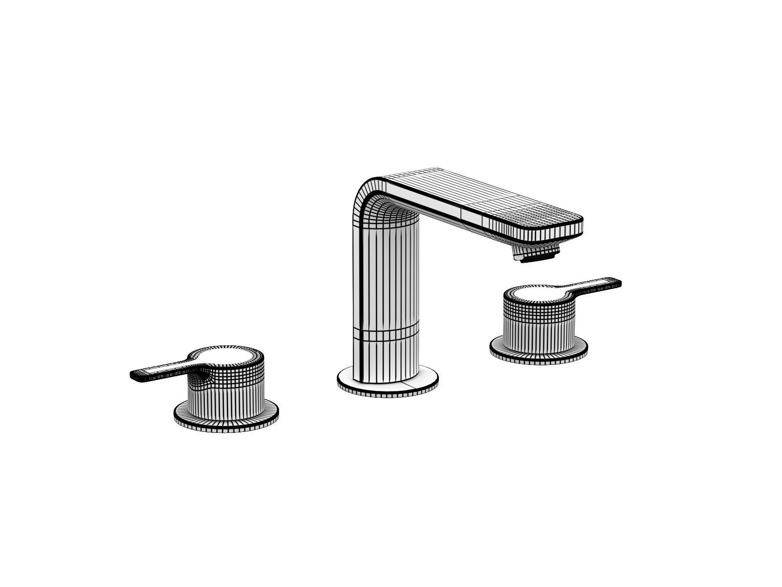 Cube Wall hung Basin 80 Set 3D model_14