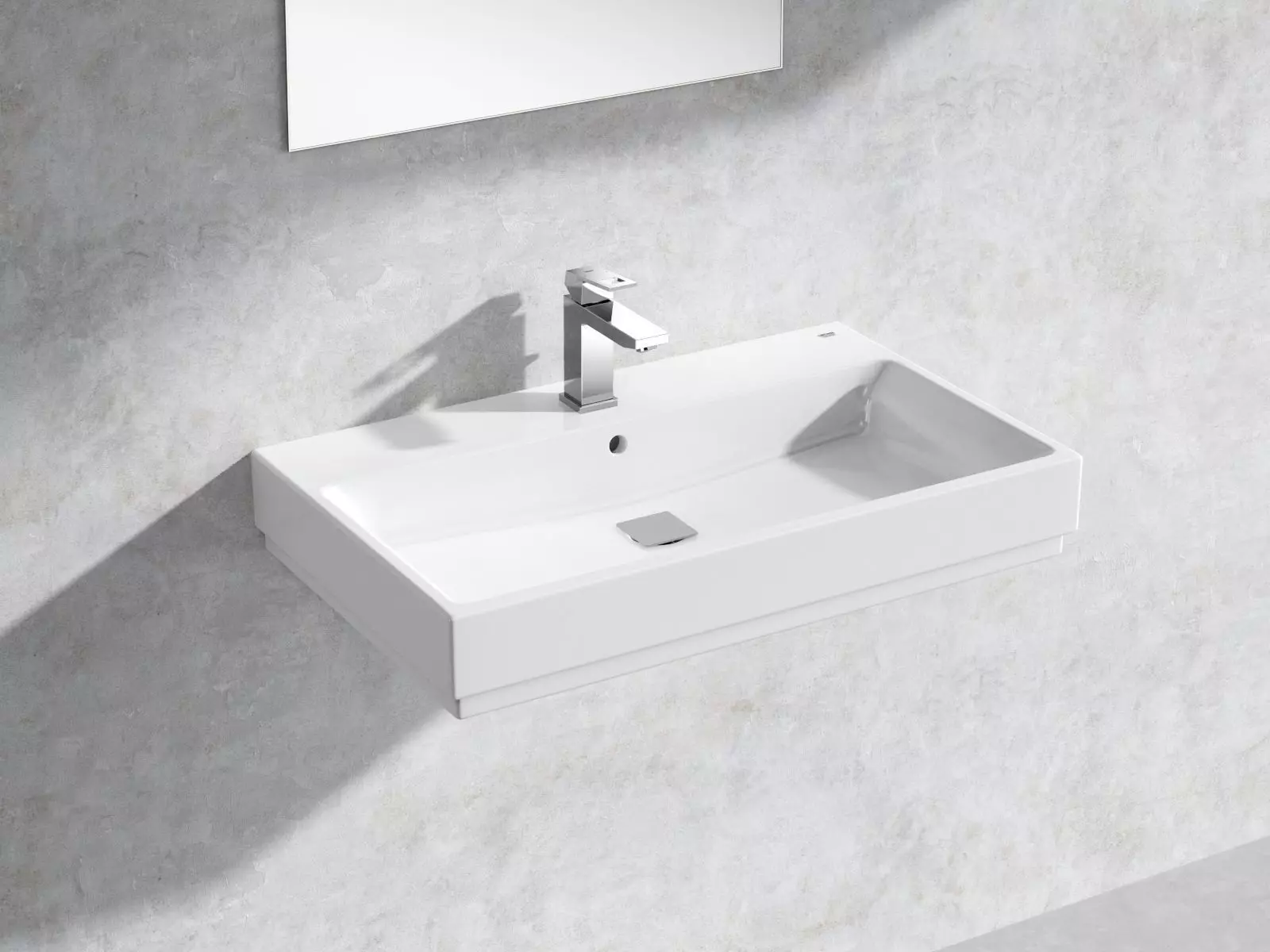Cube Wall hung Basin 80 Set 3D model_0