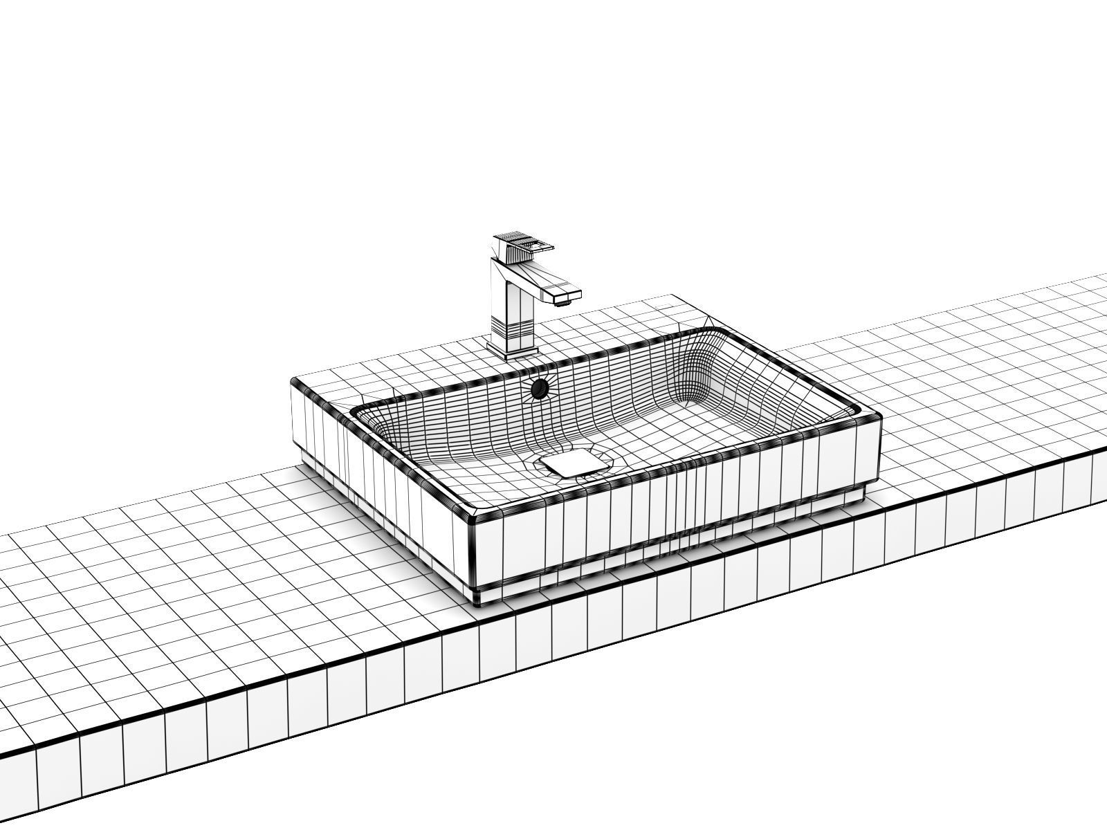 Cube Countertop Basin 60 Set 3D model_14