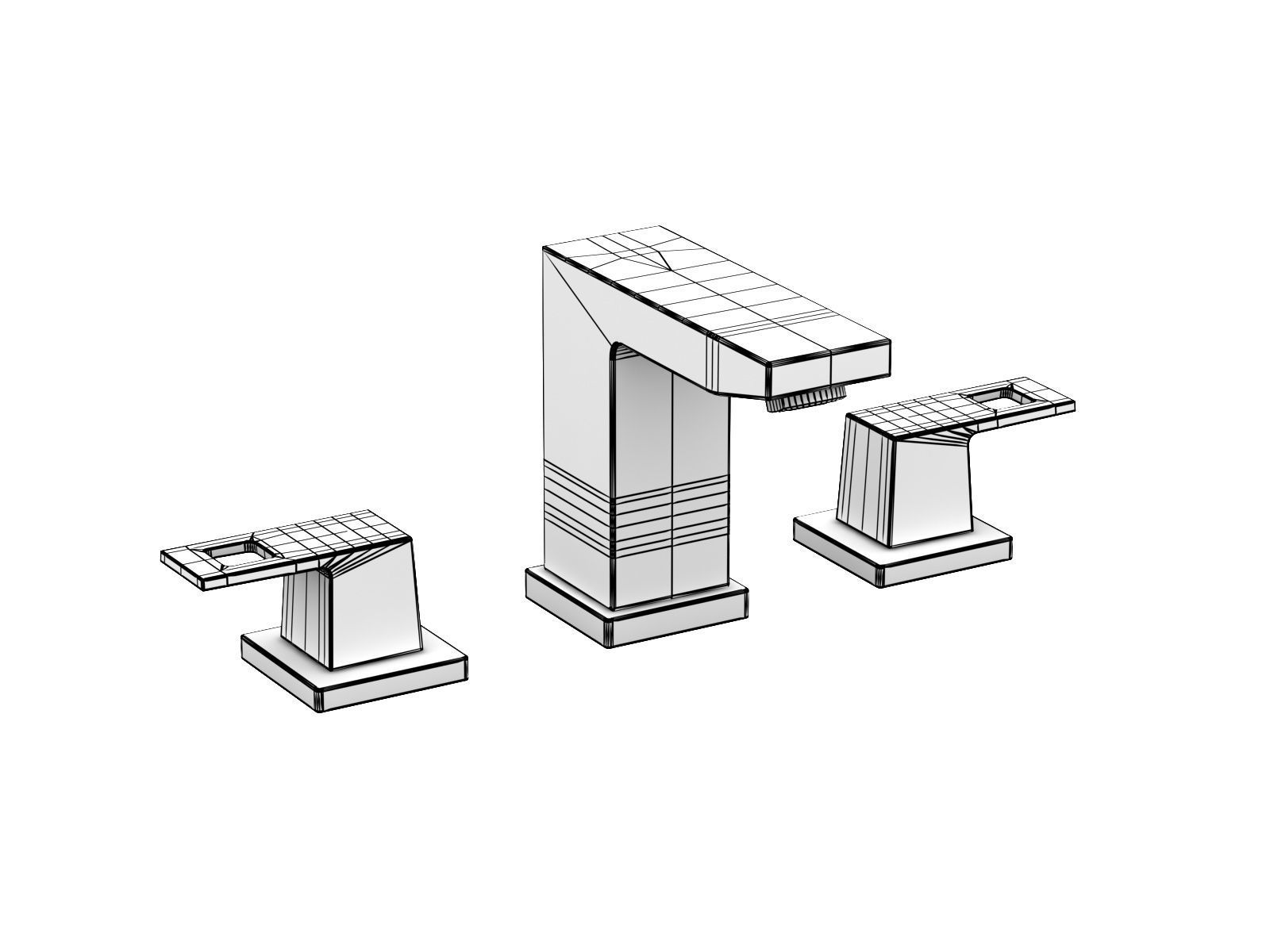 Cube Countertop Basin 60 Set 3D model_9