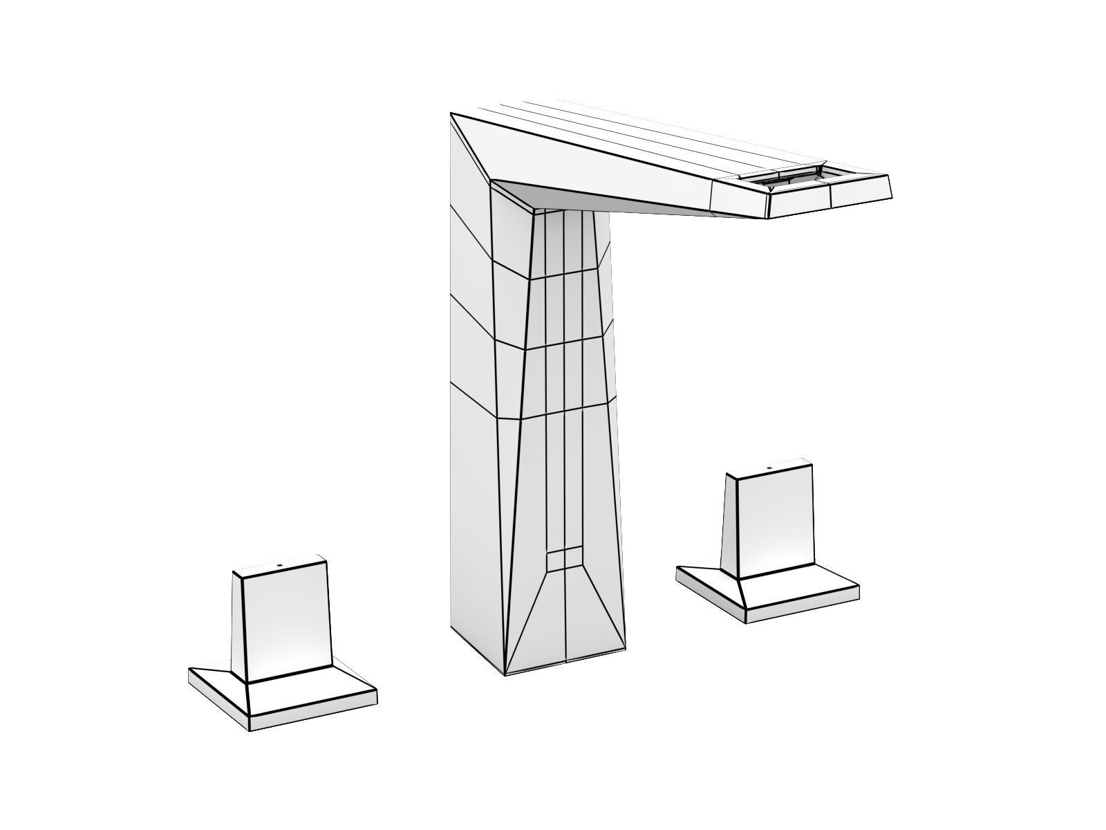 Cube Countertop Basin 60 Set 3D model_13