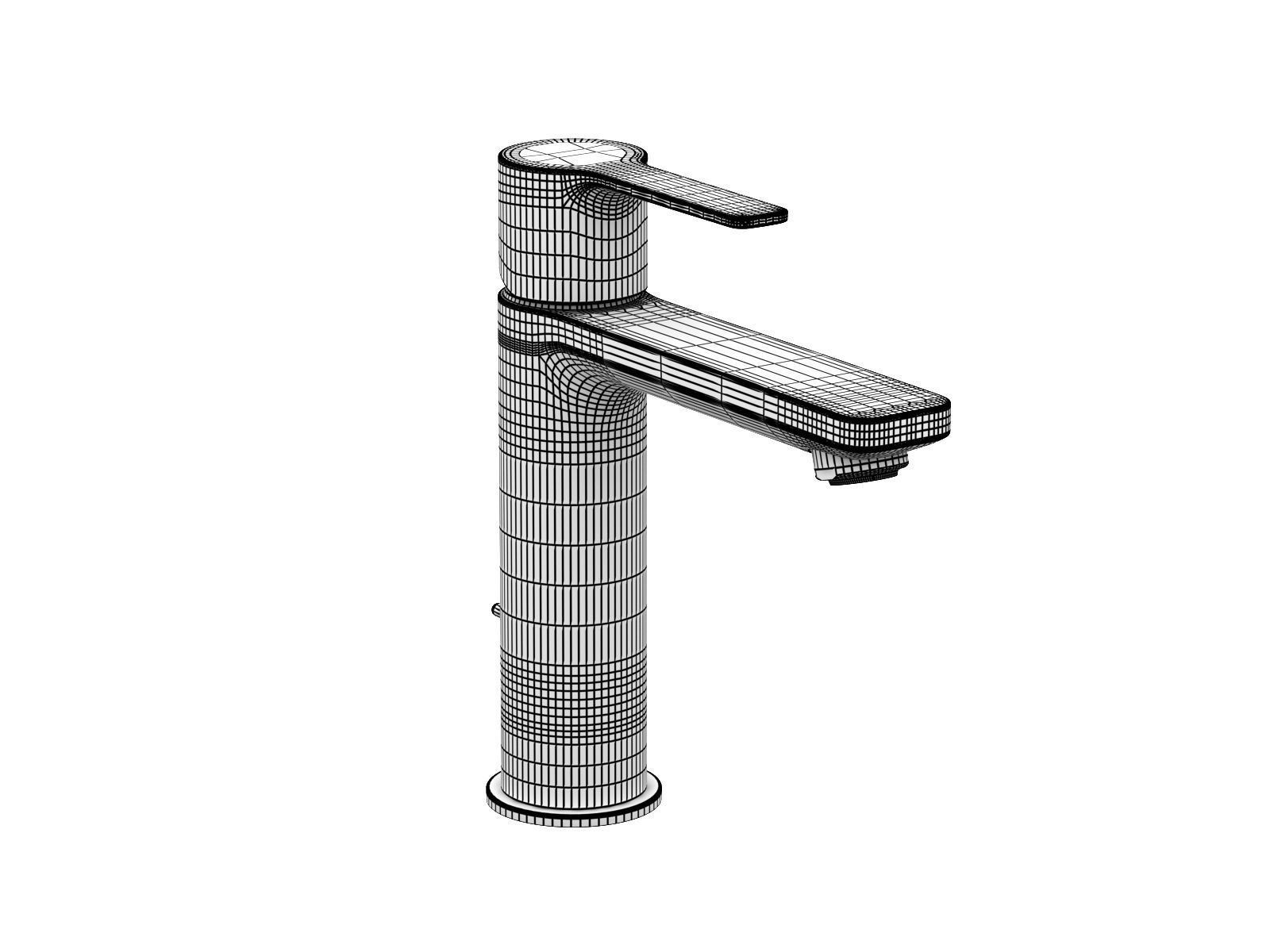 Cube Semi recessed Basin 60 Set 3D model_10