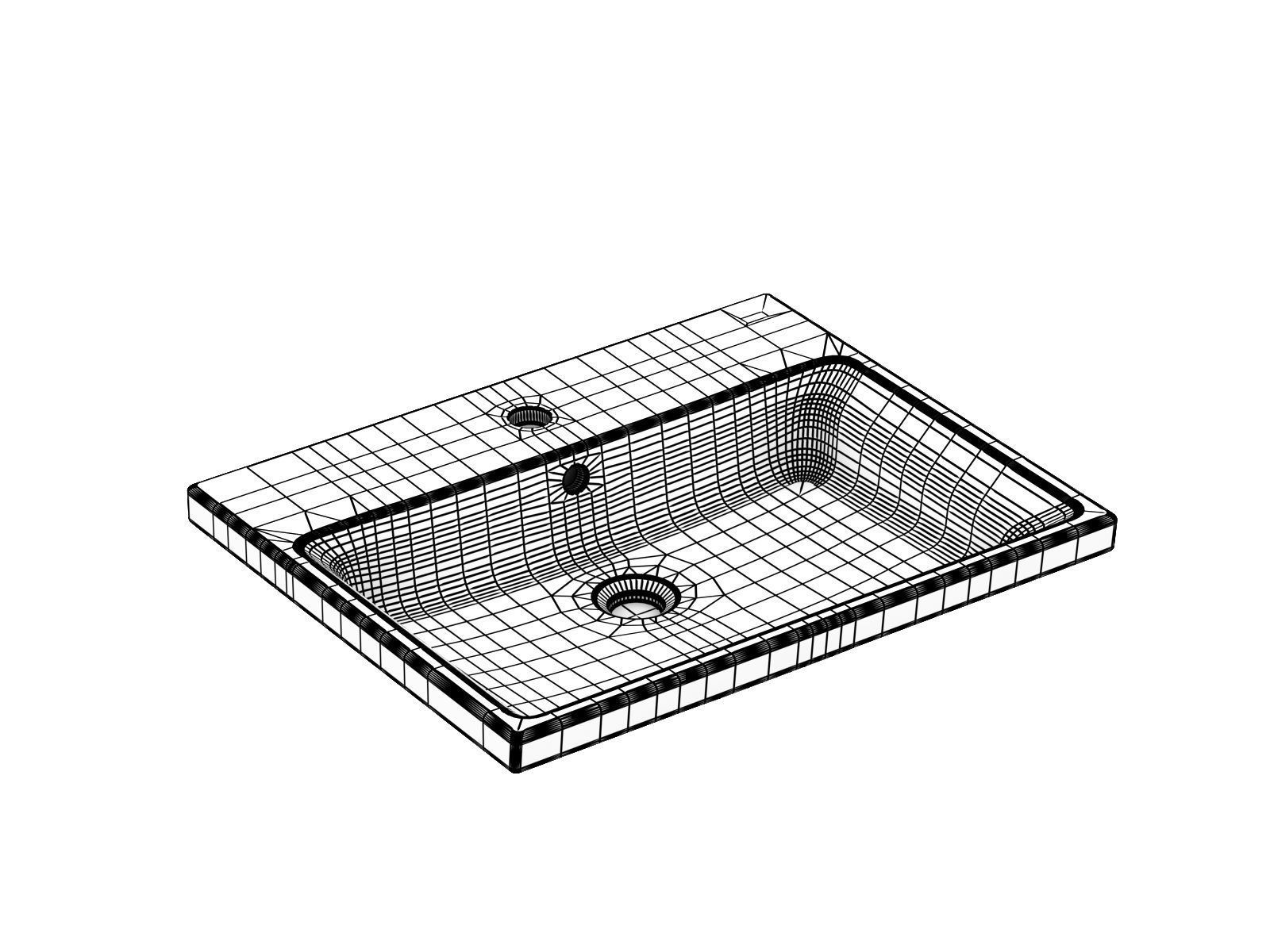 Cube Semi recessed Basin 60 Set 3D model_7