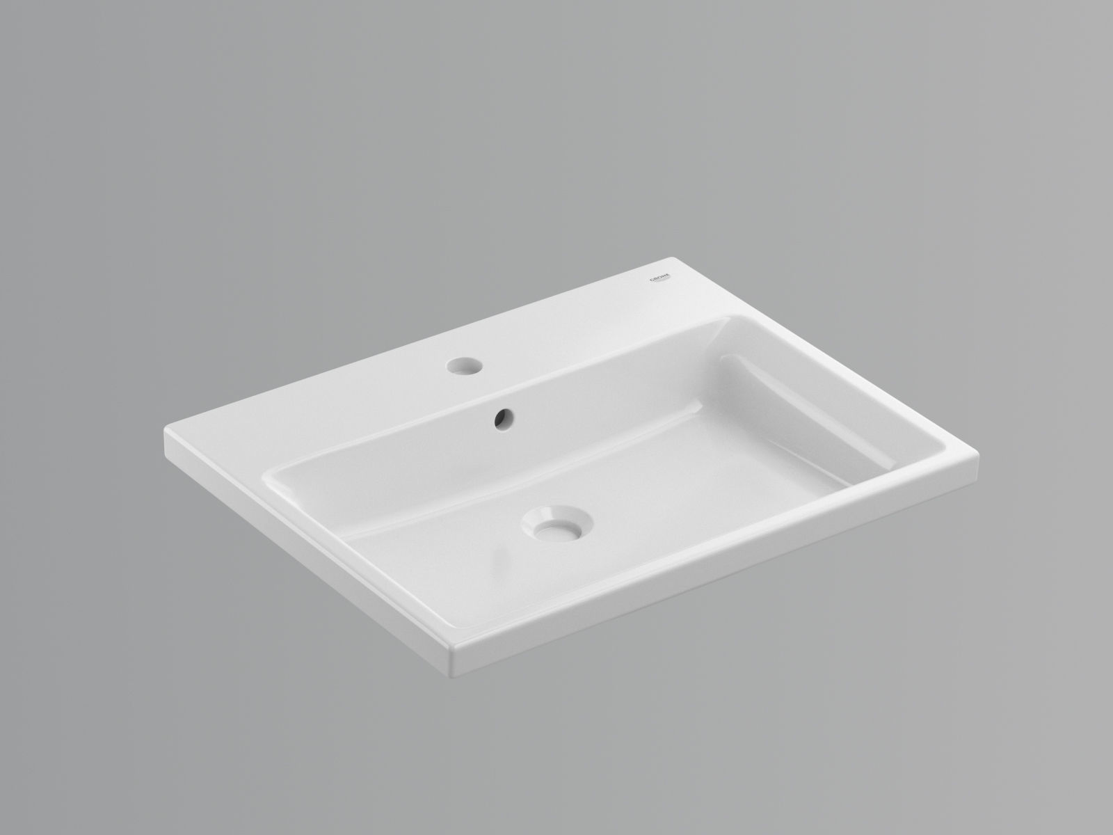 Cube Semi recessed Basin 60 Set 3D model_6