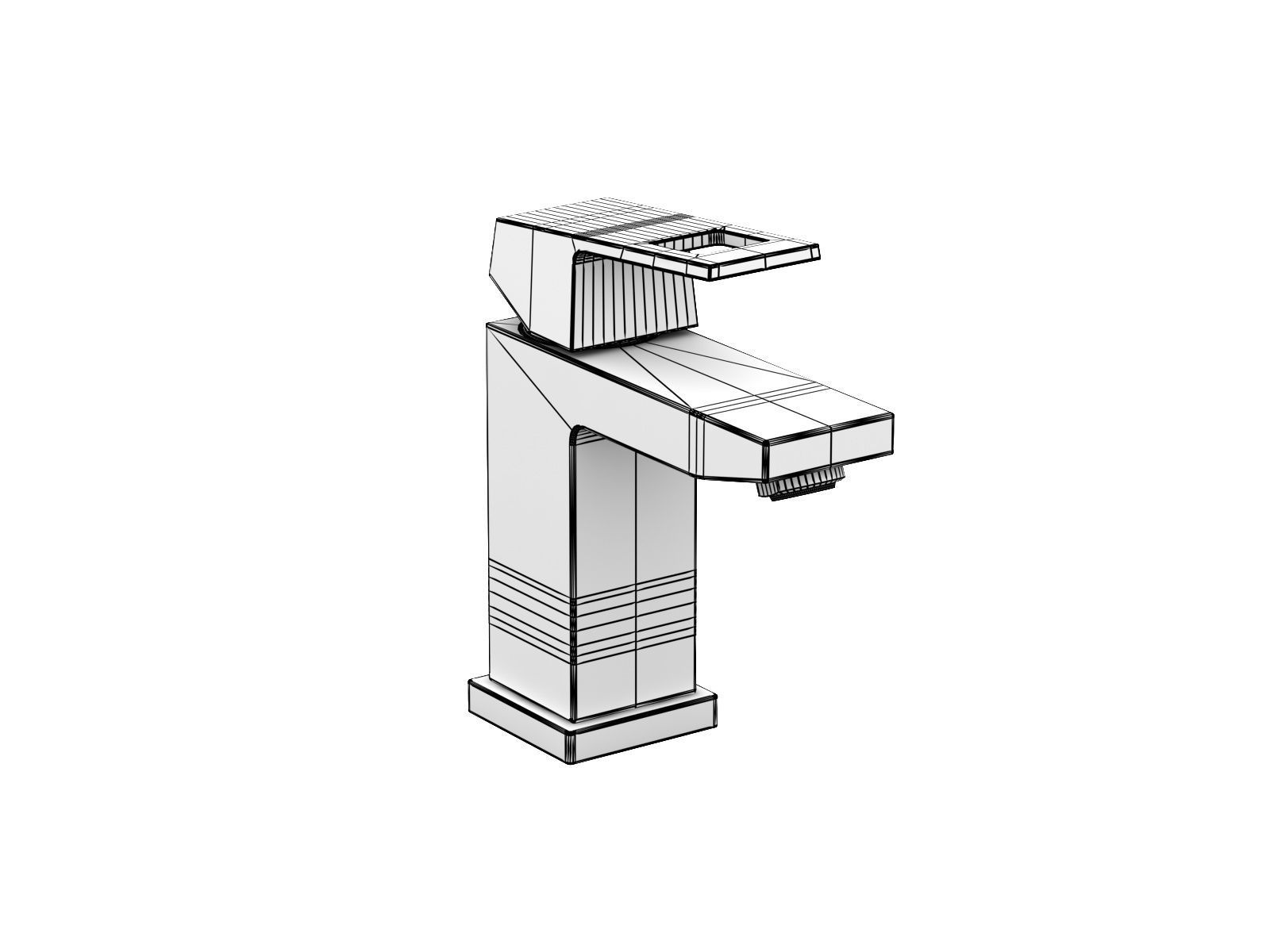 Cube Wall hung Basin 50 Set 3D model_7