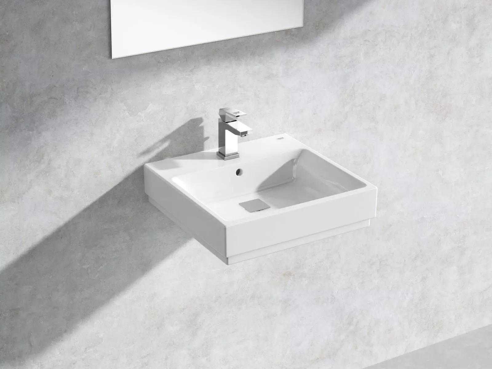 Cube Wall hung Basin 50 Set 3D model_0
