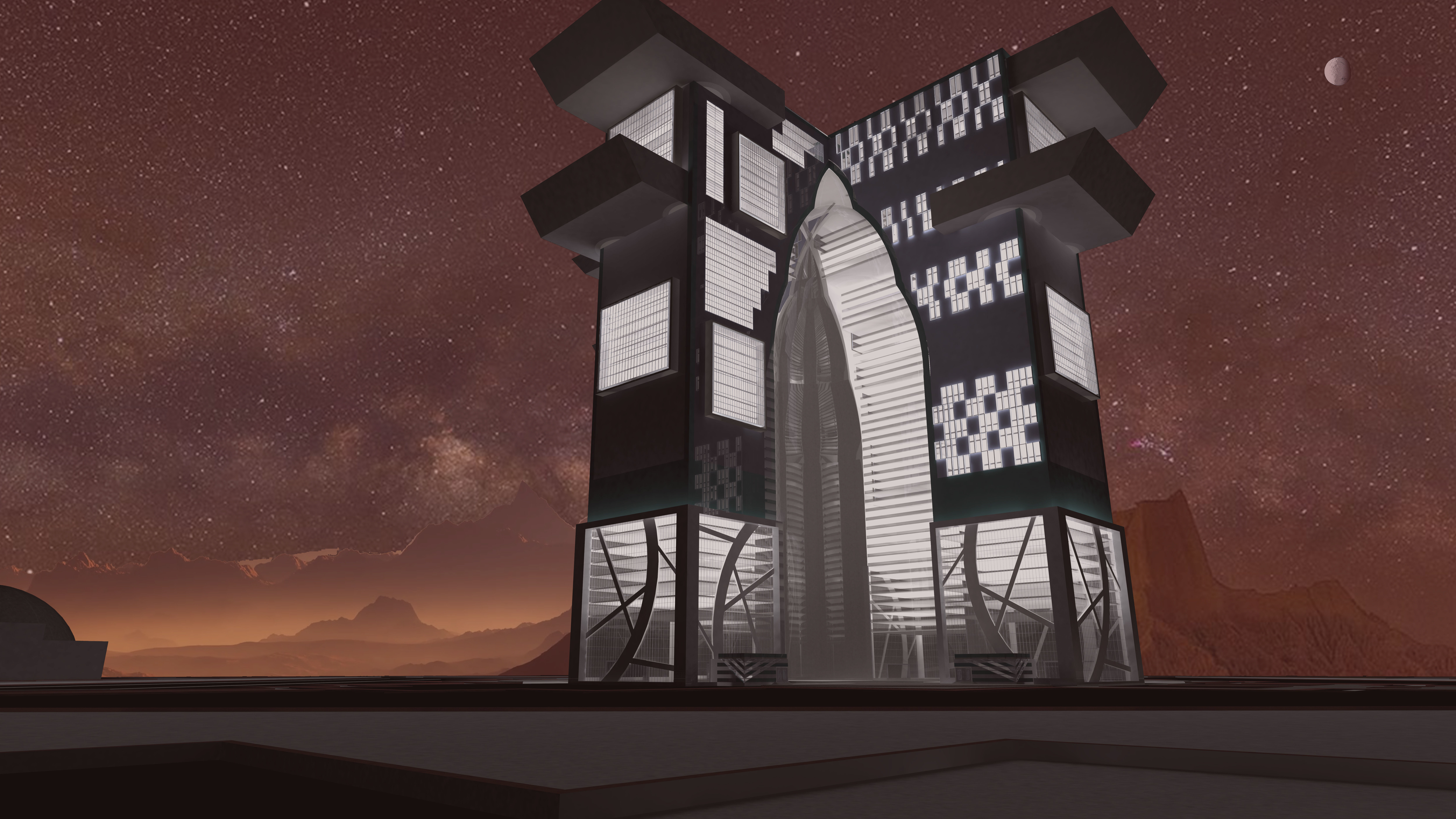 First Vertical City On Mars 3D model_1