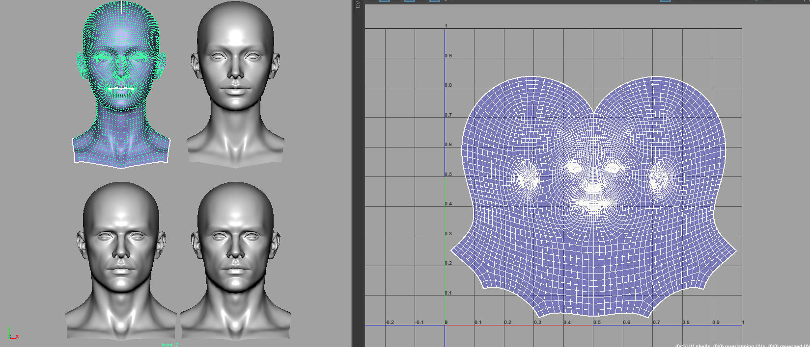 Character - Female Male Head Base Mesh Blendshape Low-poly 3D model_17
