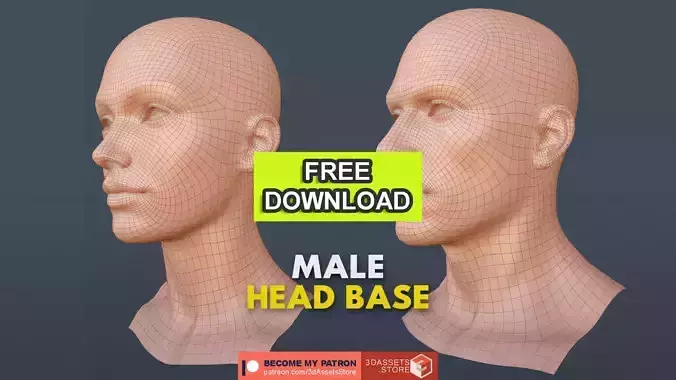 Character - Female Male Head Base Mesh Blendshape Low-poly 3D model