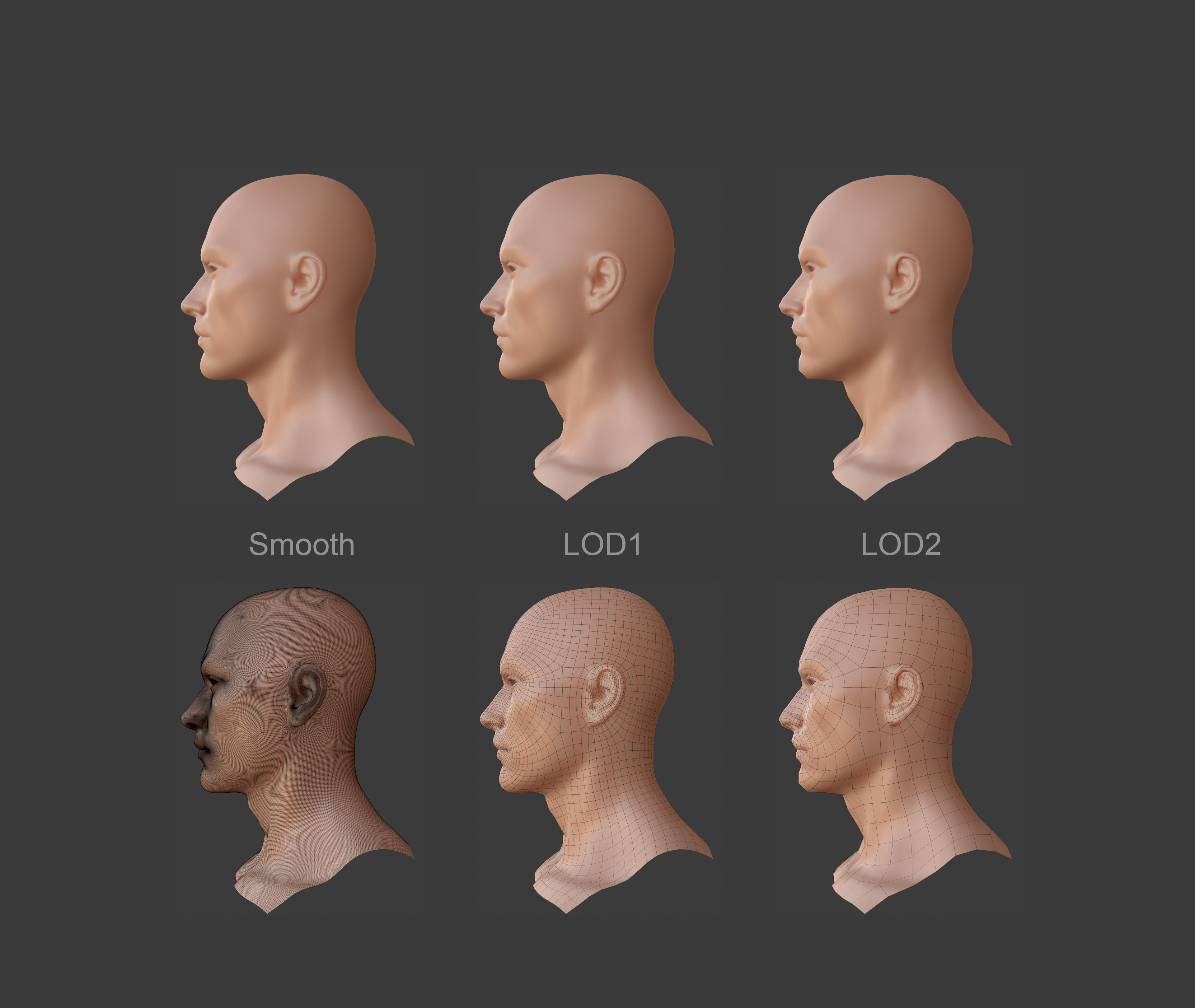 Character - Female Male Head Base Mesh Blendshape Low-poly 3D model_12