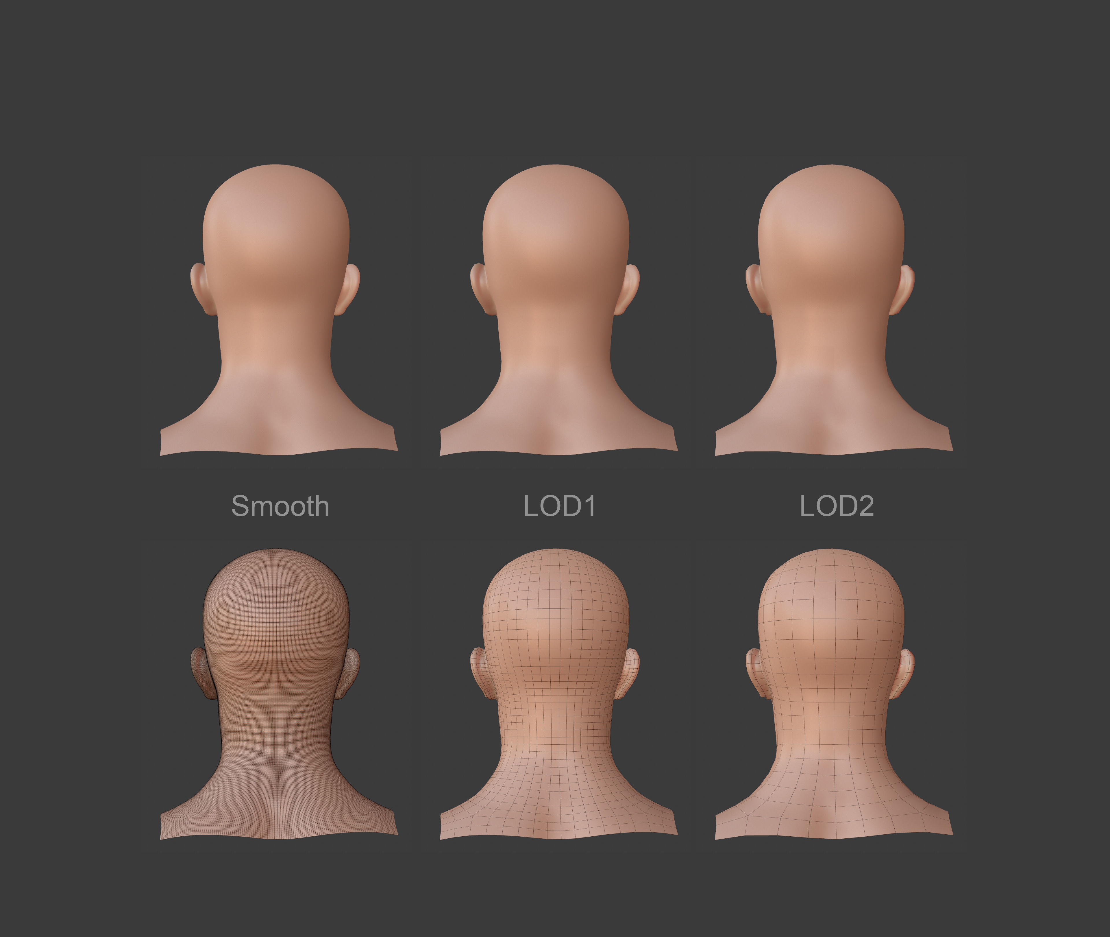 Character - Female Male Head Base Mesh Blendshape Low-poly 3D model_14