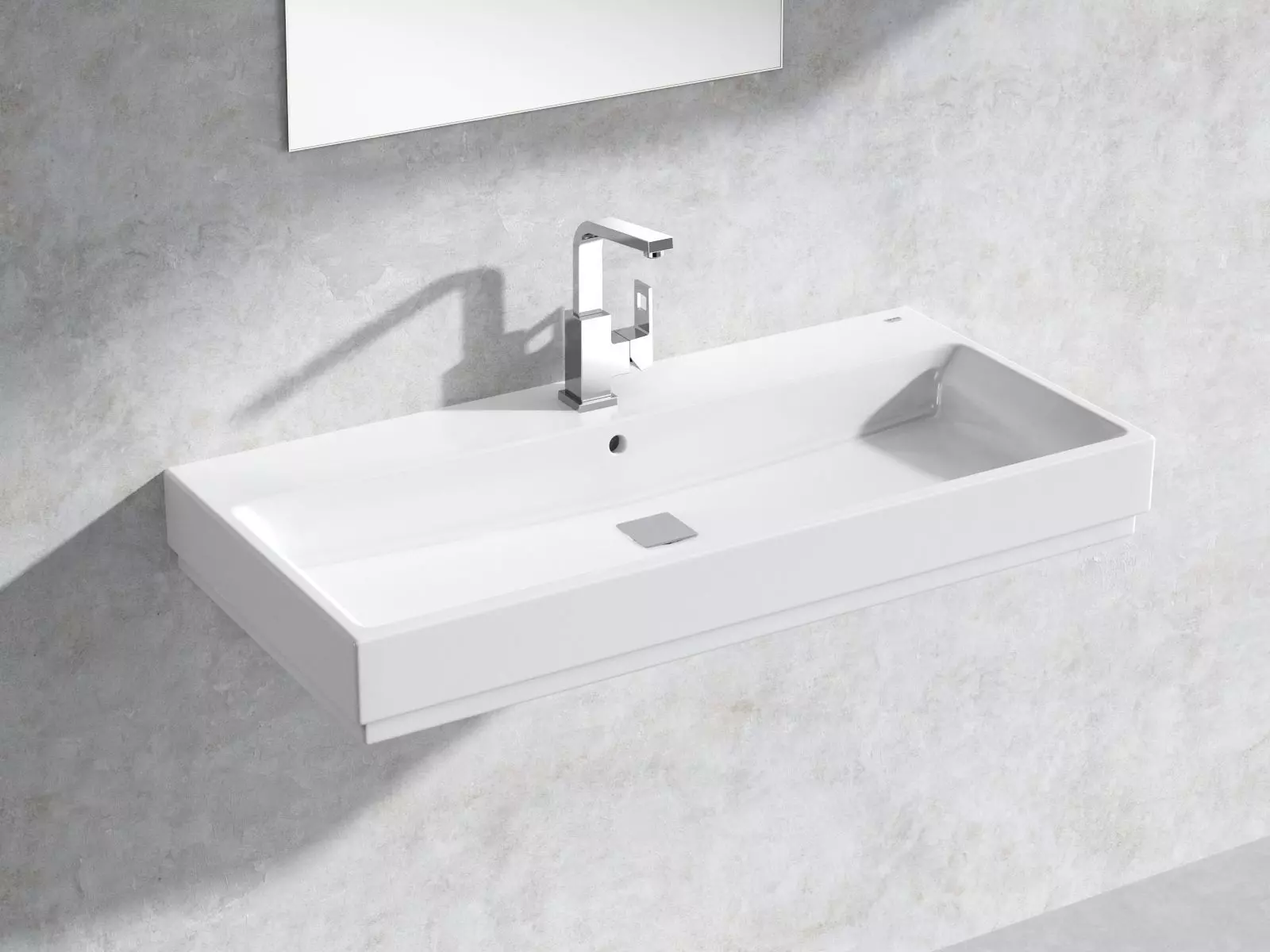 Cube Wall hung Basin 100 Set 3D model_0