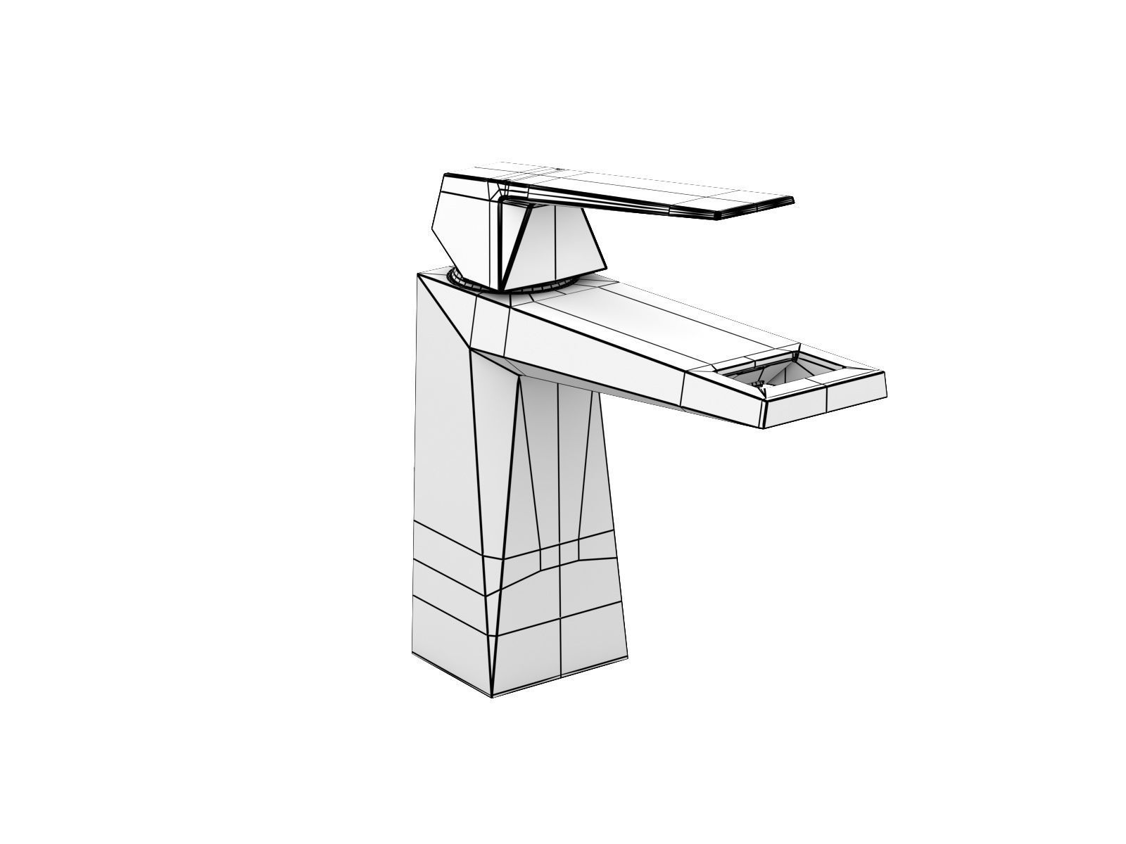 Cube Countertop Basin 100 Set 3D model_20