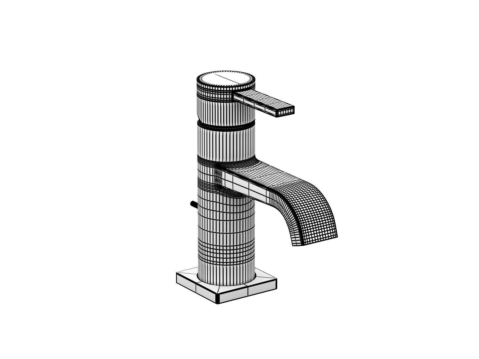 Cube Countertop Basin 100 Set 3D model_21