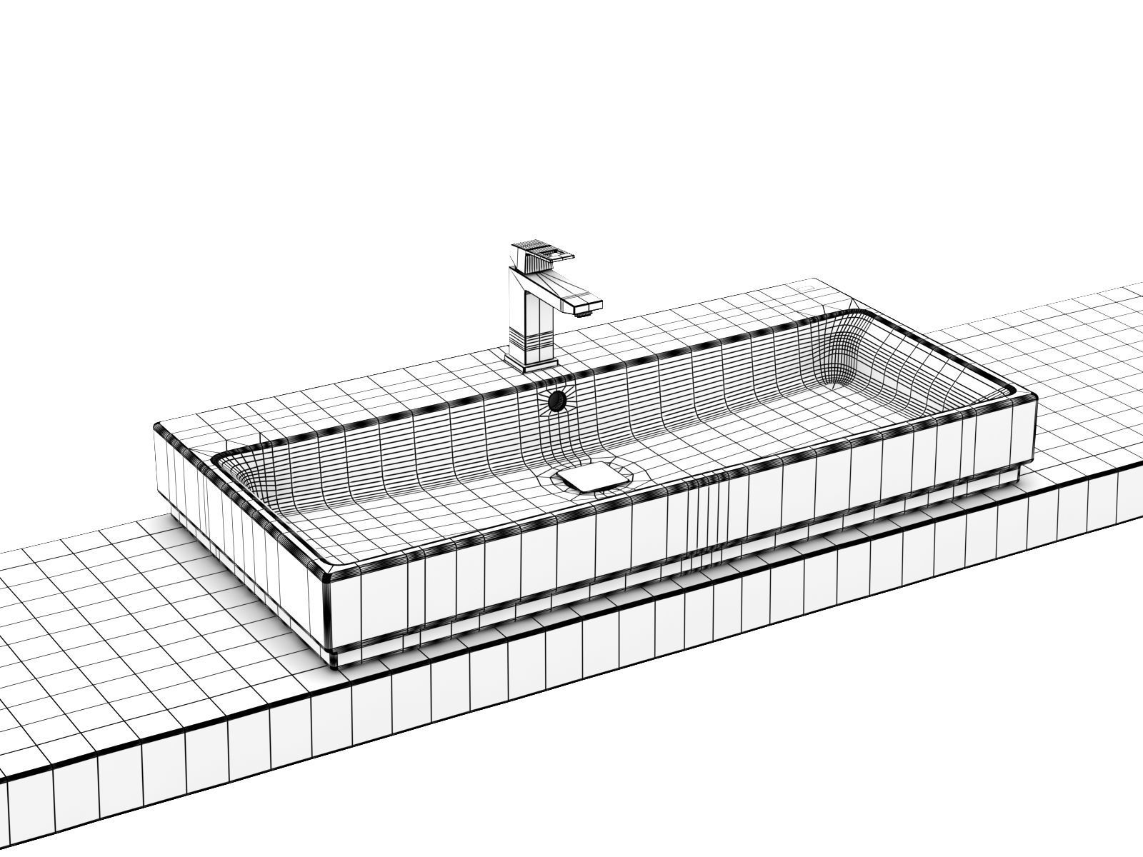 Cube Countertop Basin 100 Set 3D model_17