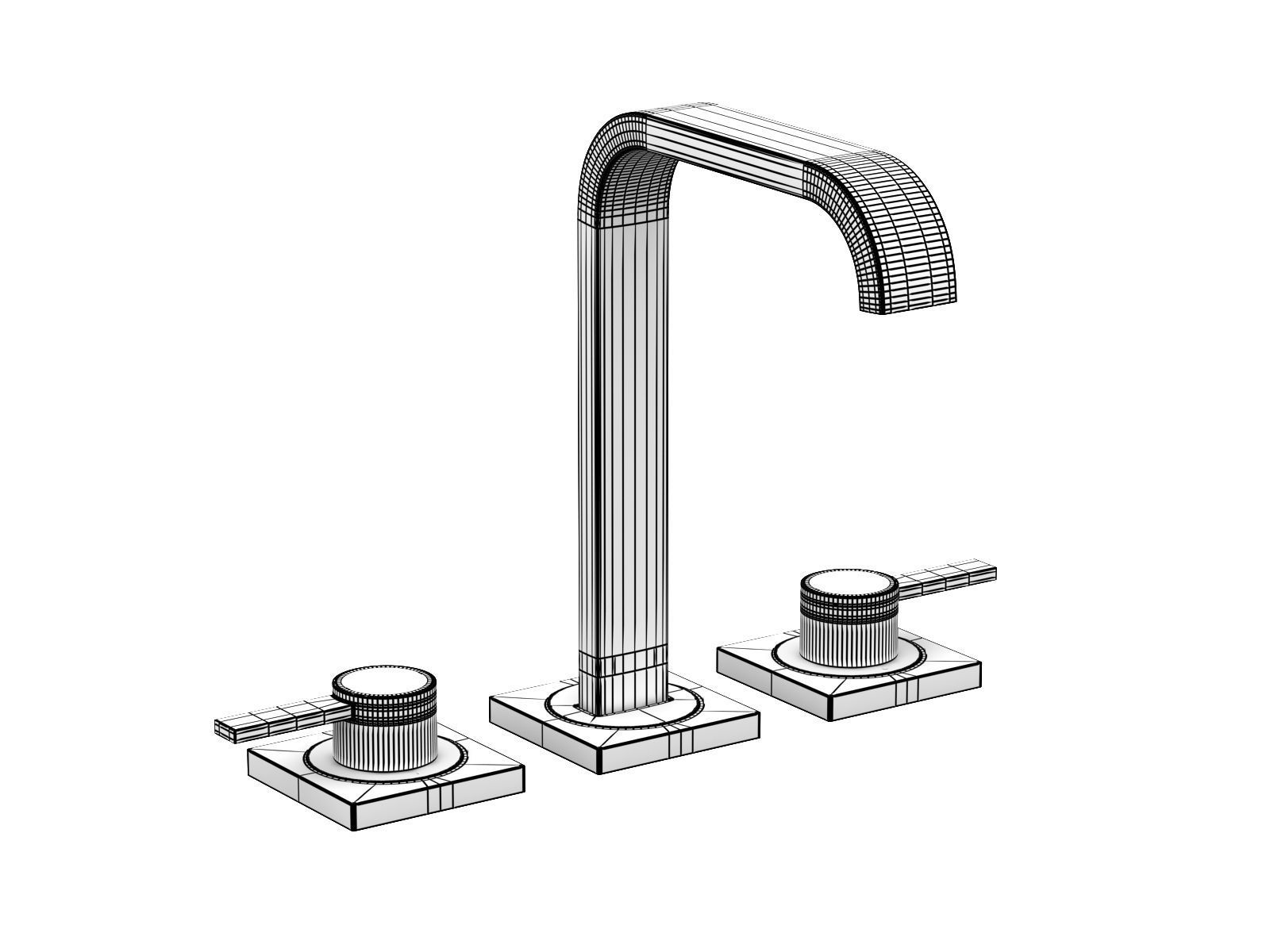 Cube Countertop Basin 100 Set 3D model_24