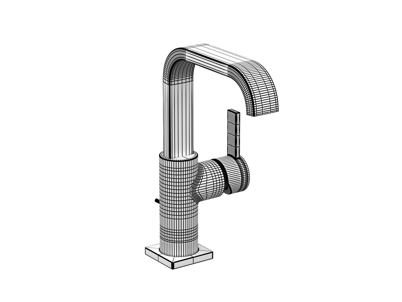 Cube Countertop Basin 100 Set 3D model_22