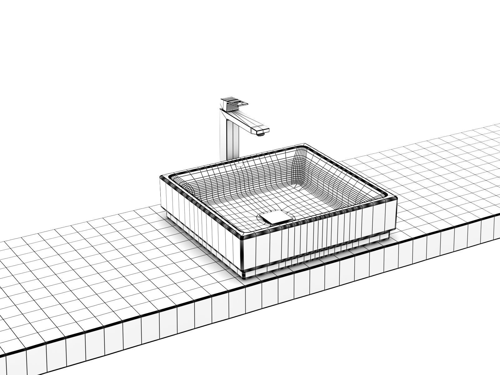 Cube Countertop Vessel 50 Set 3D model_17