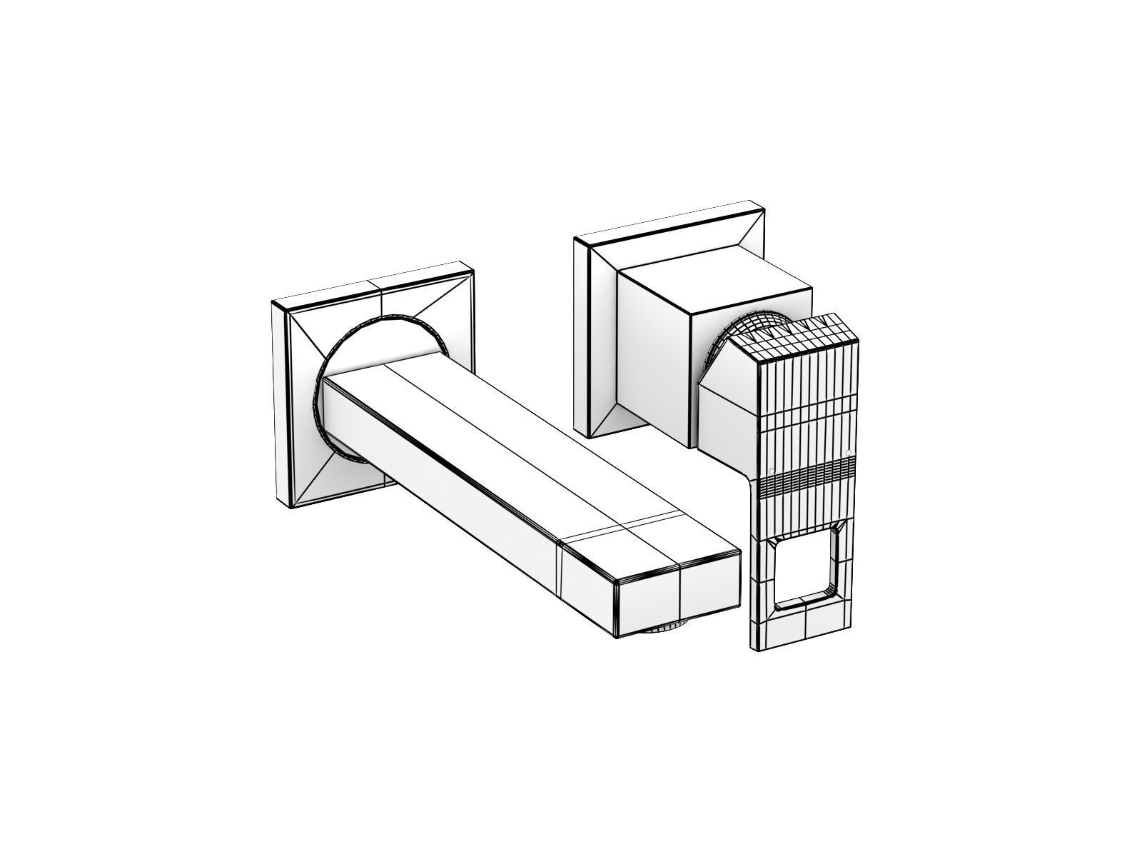 Cube Countertop Vessel 50 Set 3D model_19