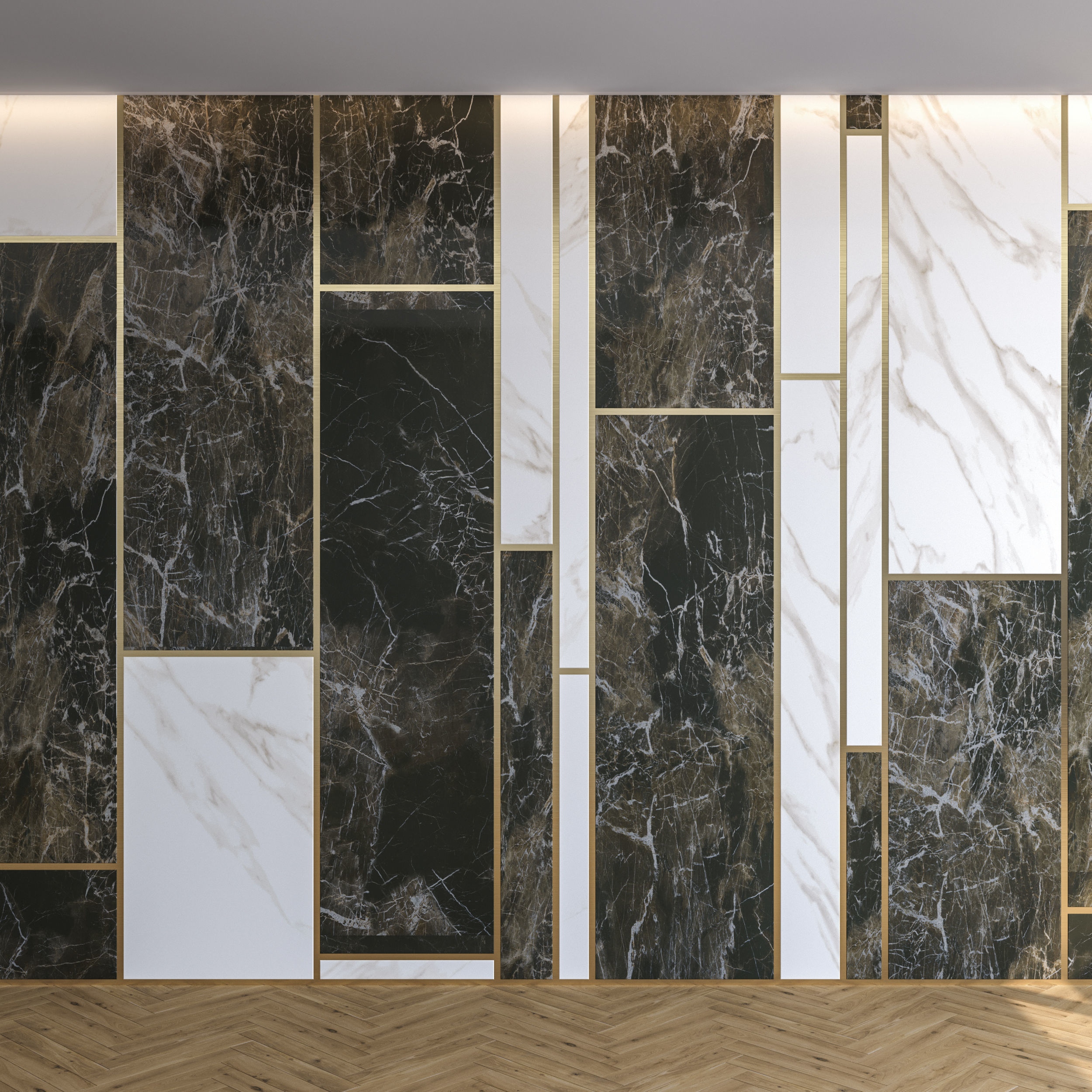 Marble Panel with Parquet 1 3D model_4