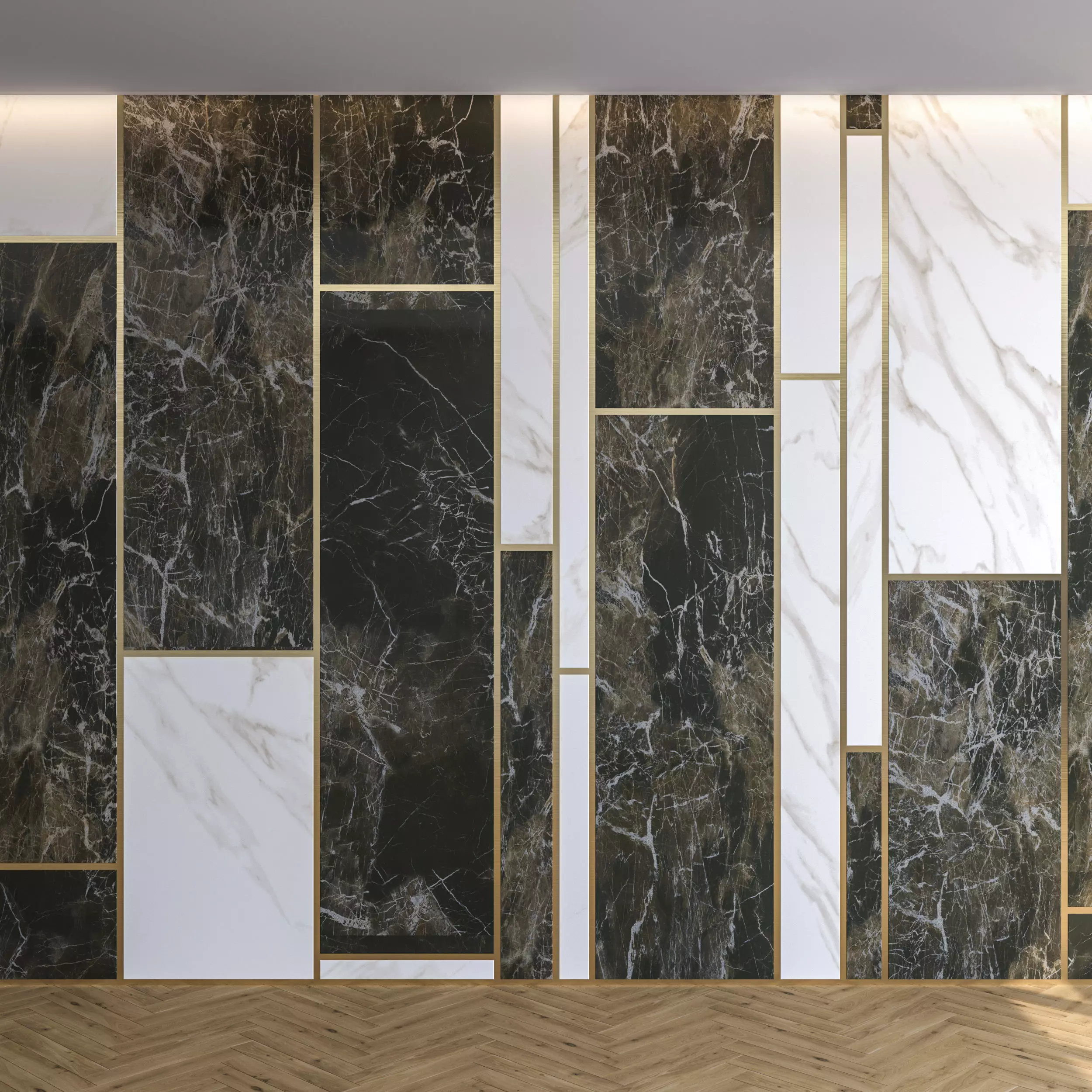 Marble Panel with Parquet 1 3D model_0