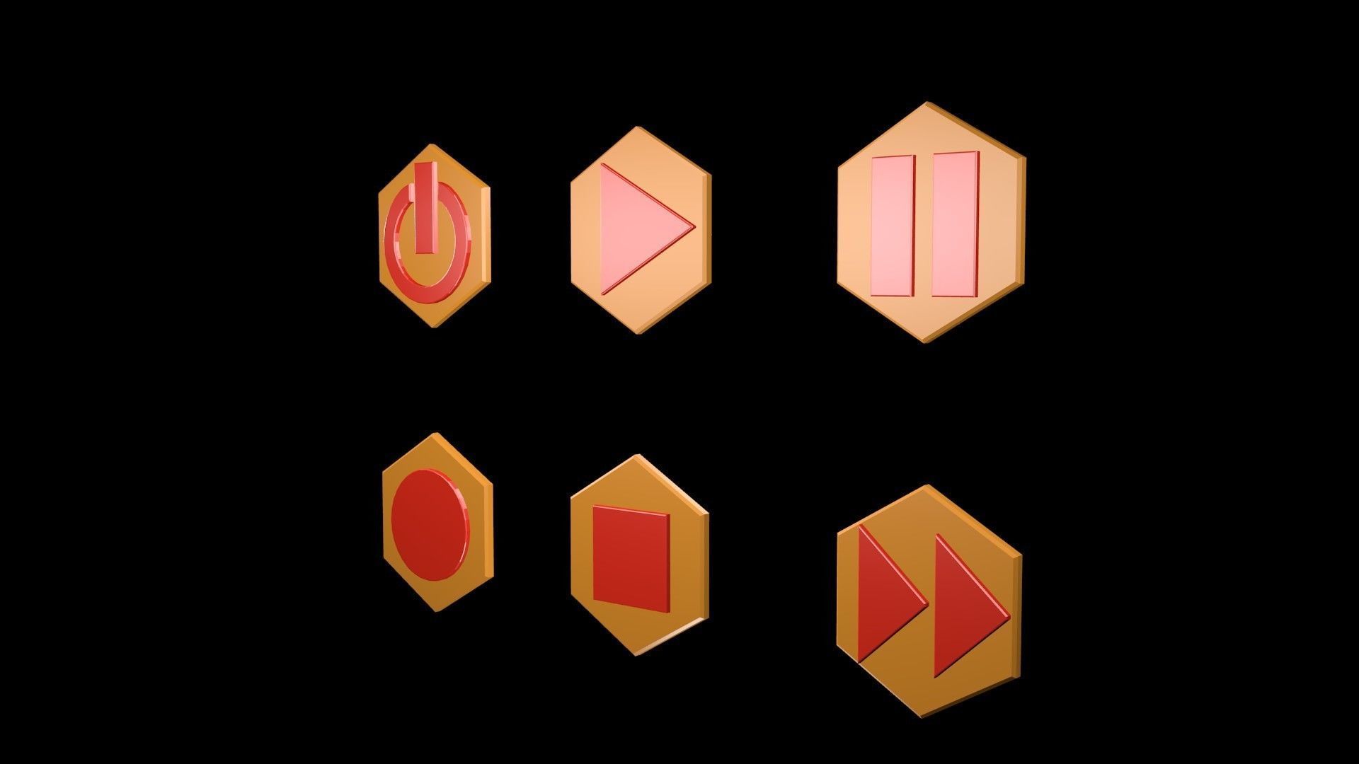 Low poly player buttons 6 3D model_3