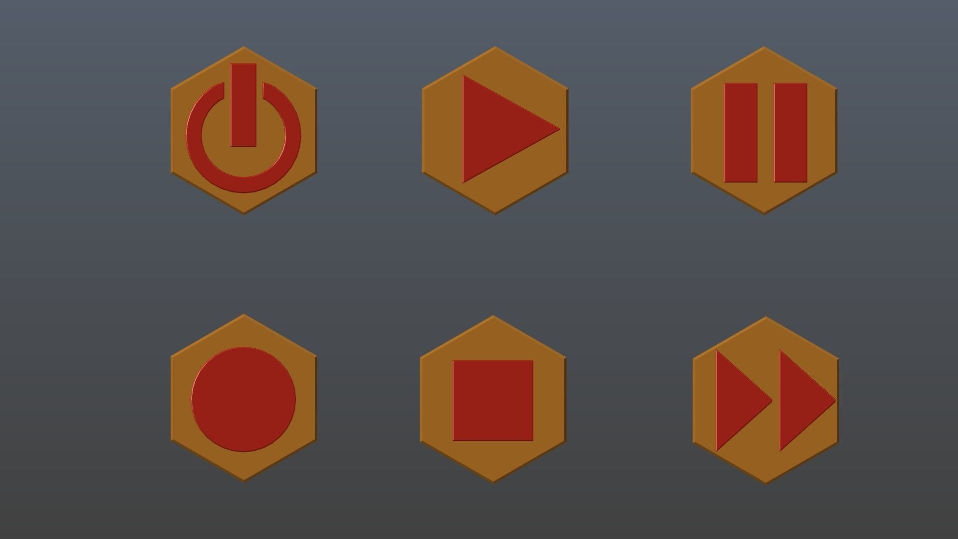 Low poly player buttons 6 3D model_7