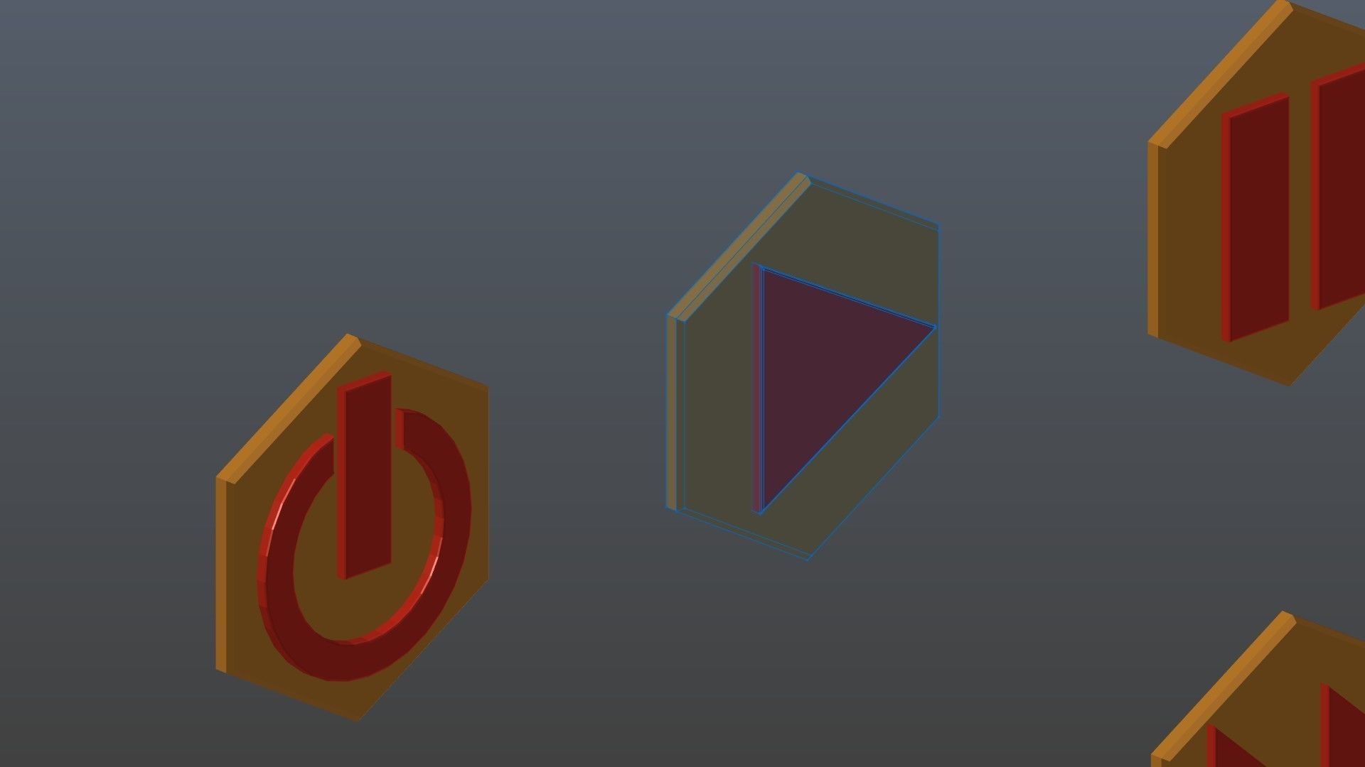 Low poly player buttons 6 3D model_10