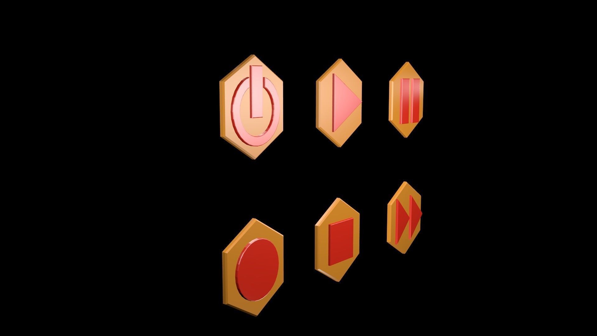 Low poly player buttons 6 3D model_2