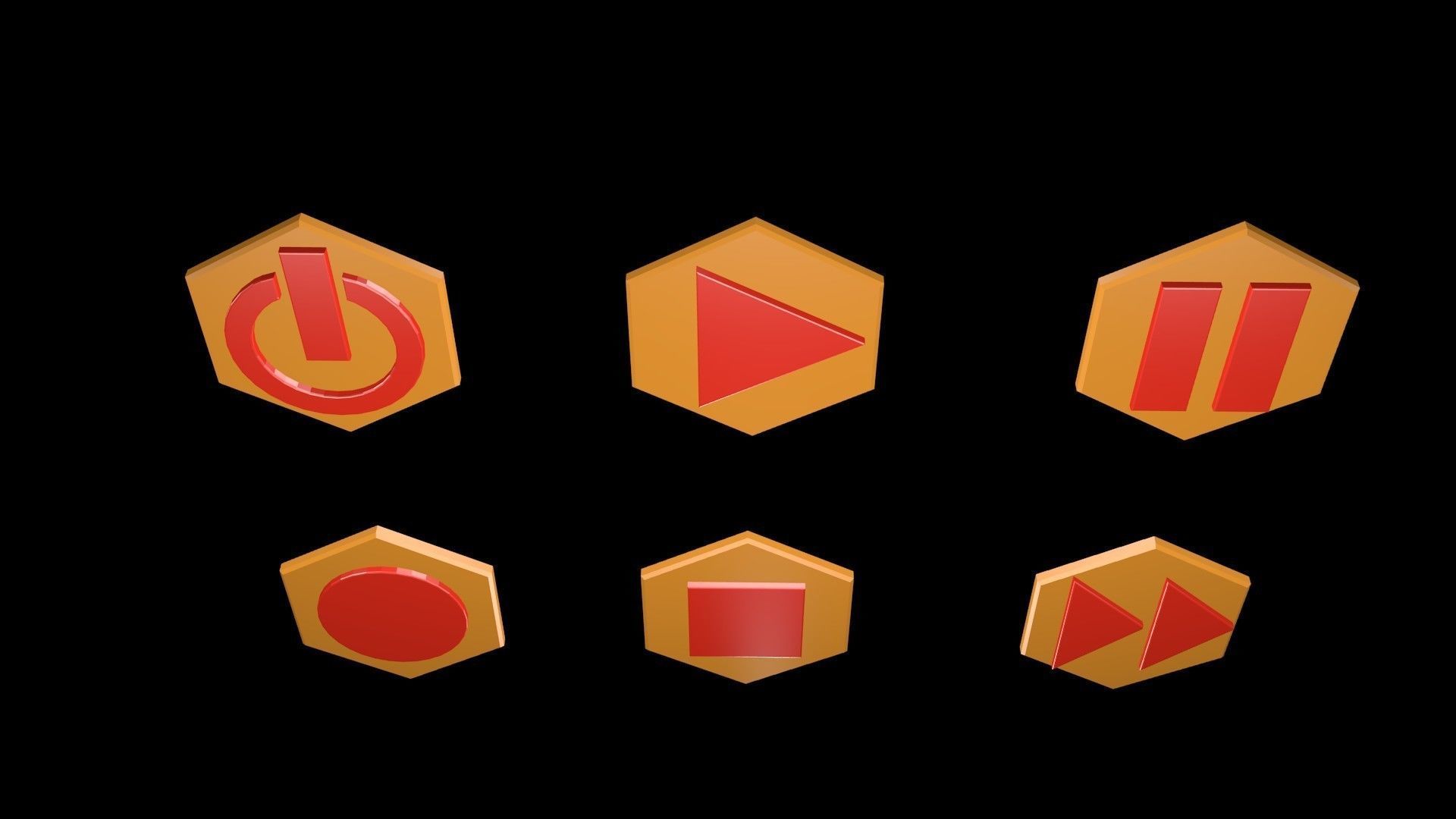 Low poly player buttons 6 3D model_4