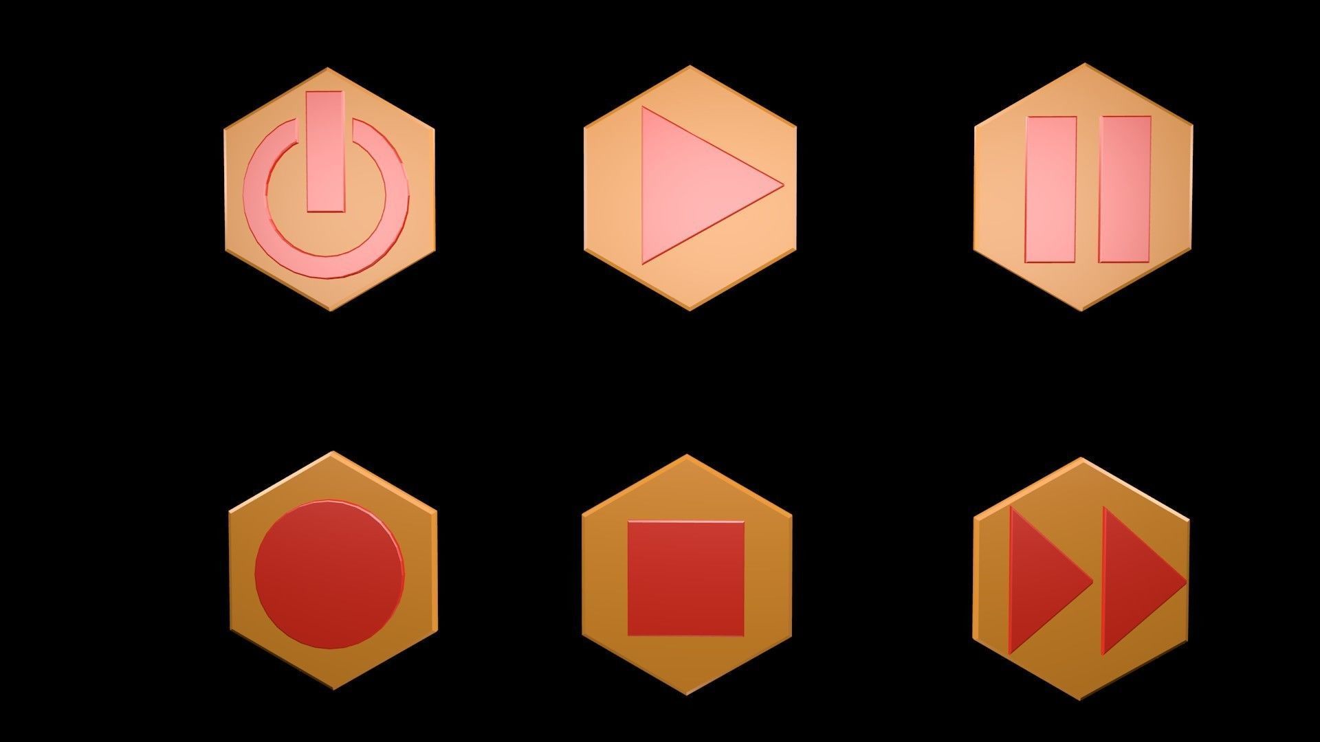 Low poly player buttons 6 3D model_1