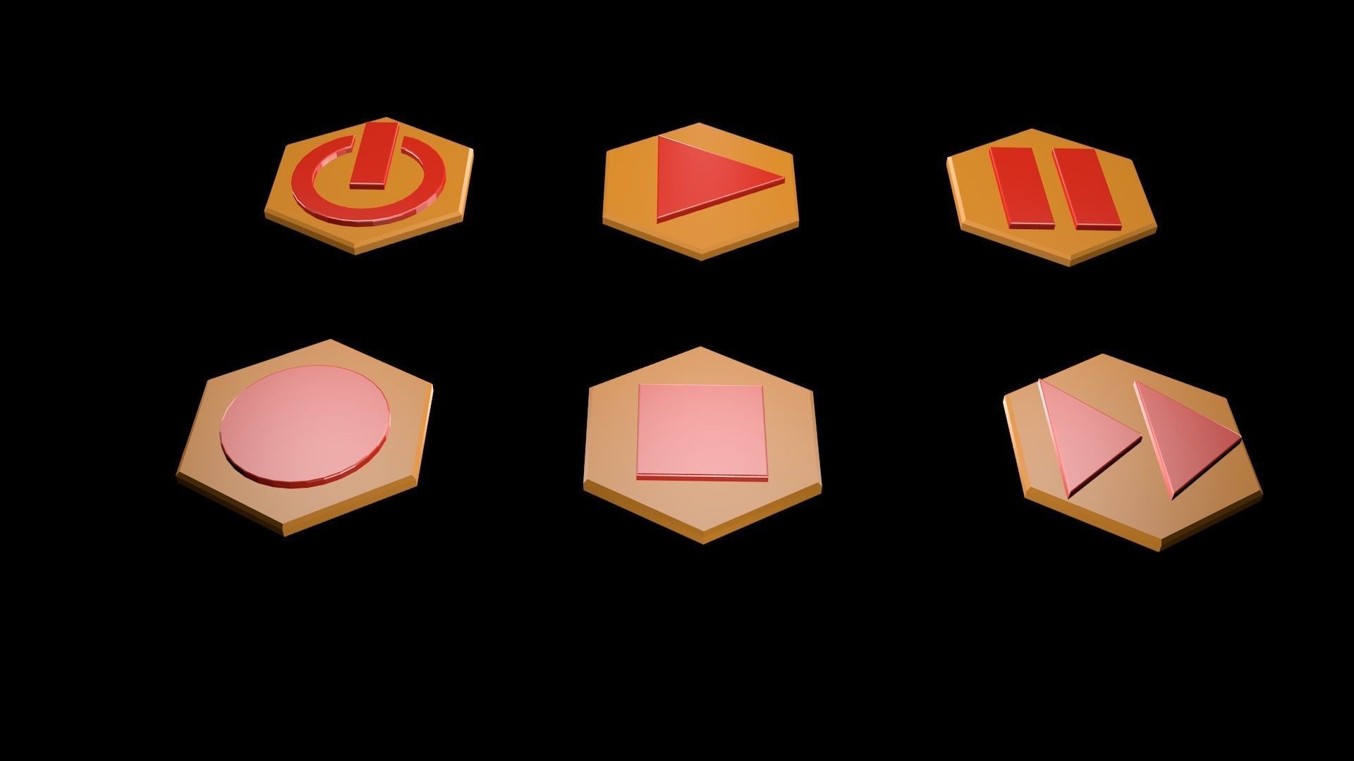 Low poly player buttons 6 3D model_5