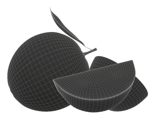 Photorealistic Orange Fruit slice with leaf PBR 3D model 6