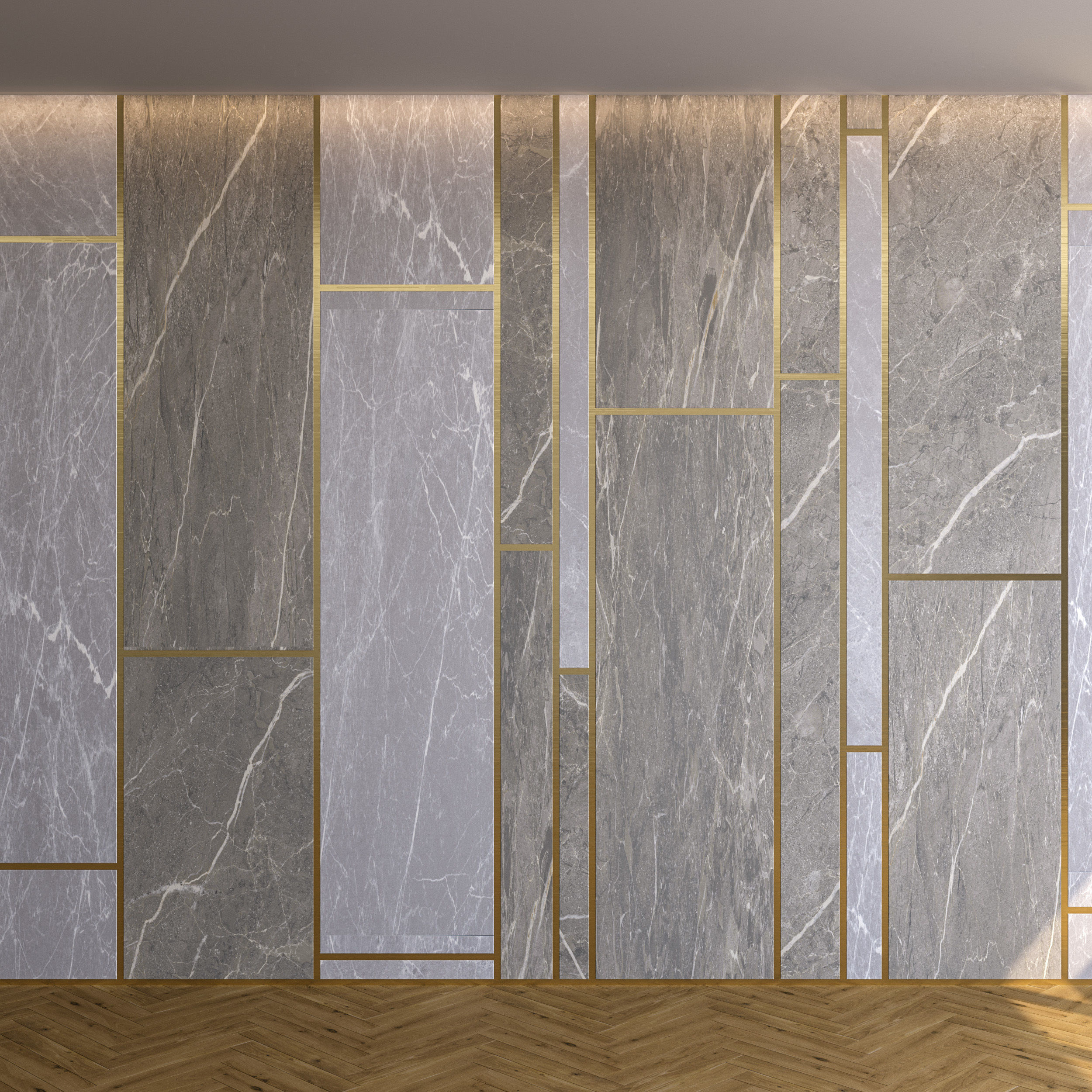 Marble Panel with Parquet 2 3D model_4